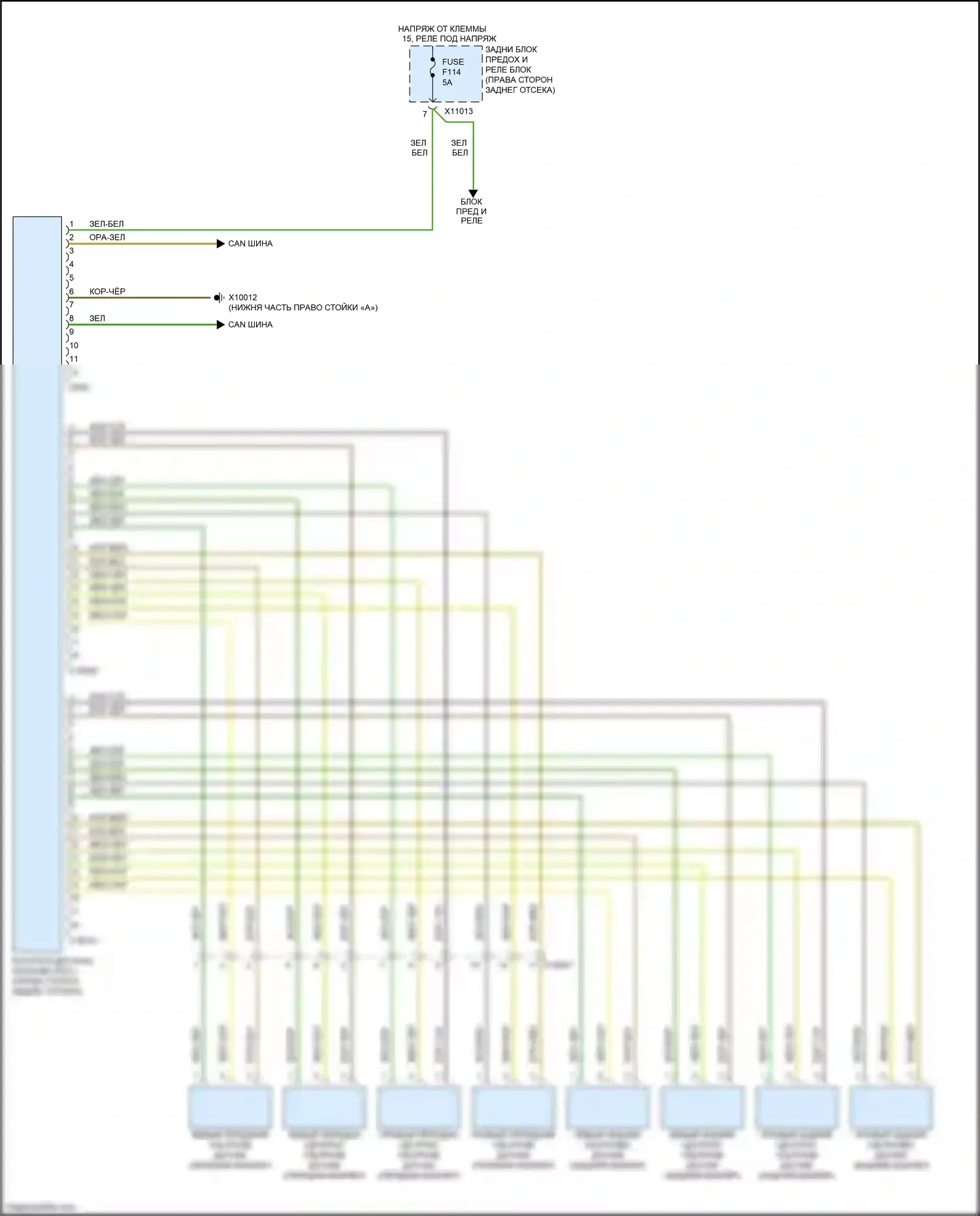 X5 M BMW E70 рестайлинг (2010-2013): Электросхема парктроника 