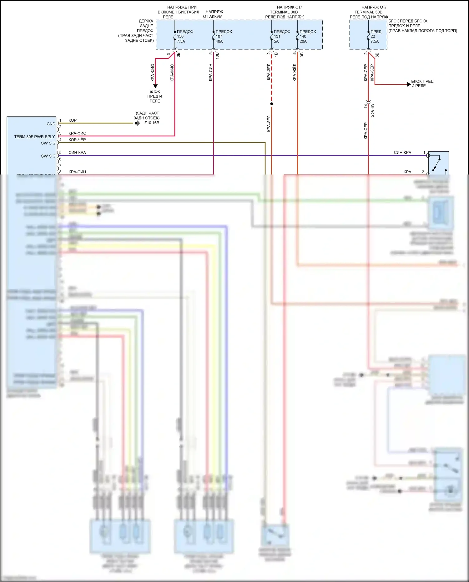 X5 M BMW F85 (2014-2018): Электросхема открытия багажника и лючка топливного бака (1 из 2) 