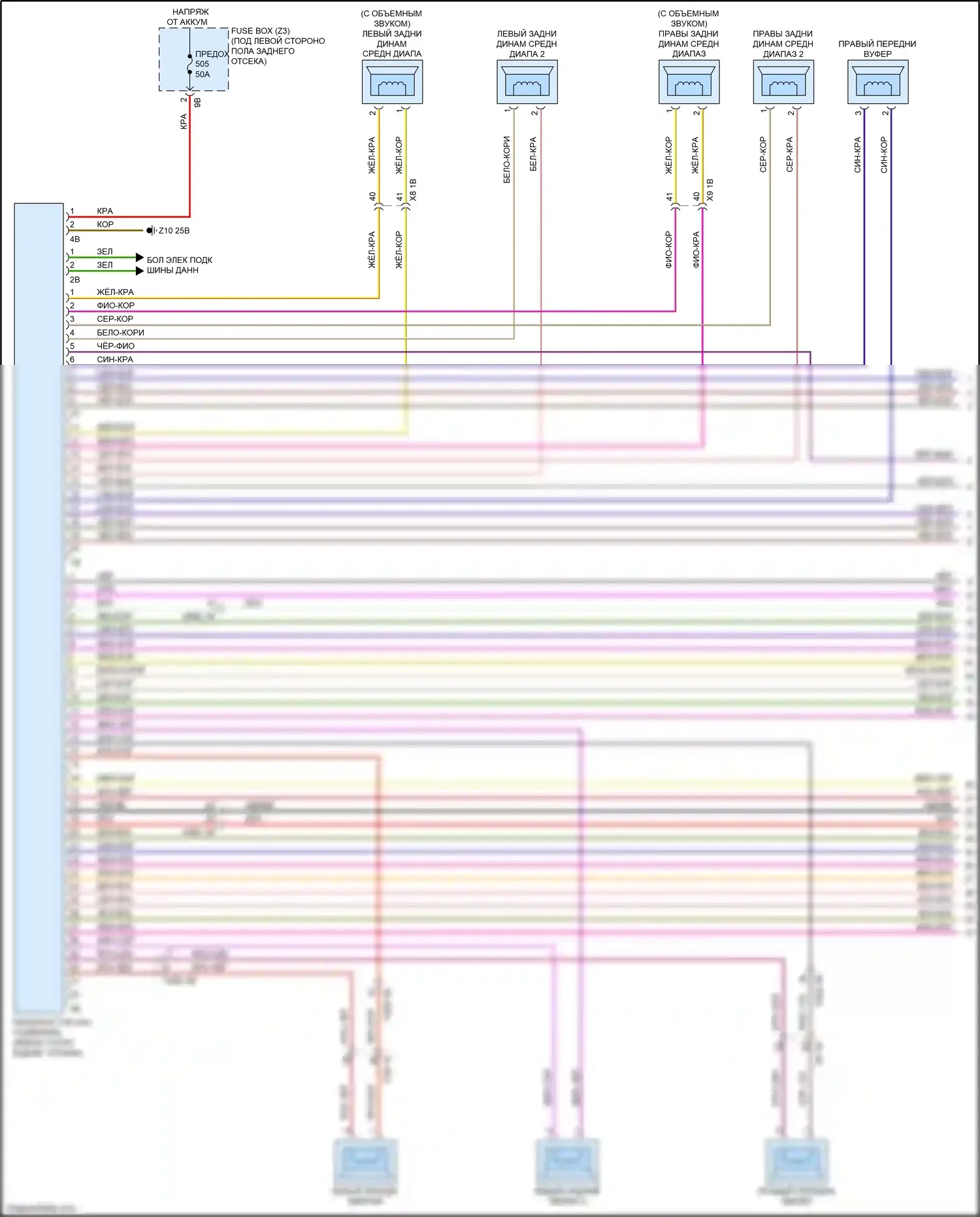 X5 M BMW F85 (2014-2018): Электросхема верхней магнитолы hifi, премиум с активным звуковым оформлением (1 из 3) 