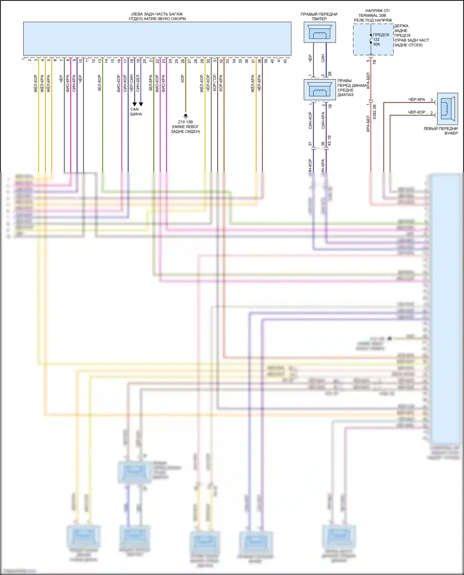 X5 M BMW F85 (2014-2018): Hifi электросхема магнитолы, с активным звуковым оформлением (4 из 4) 