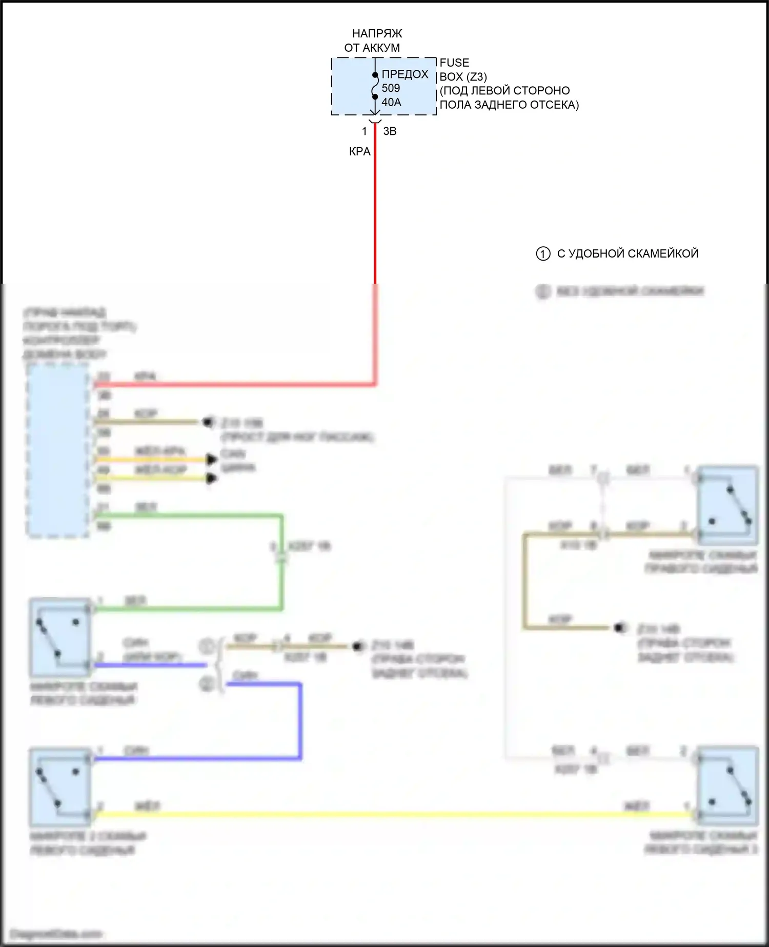 X5 M BMW F85 (2014-2018): Электросхема блокировки сиденья второго ряда 