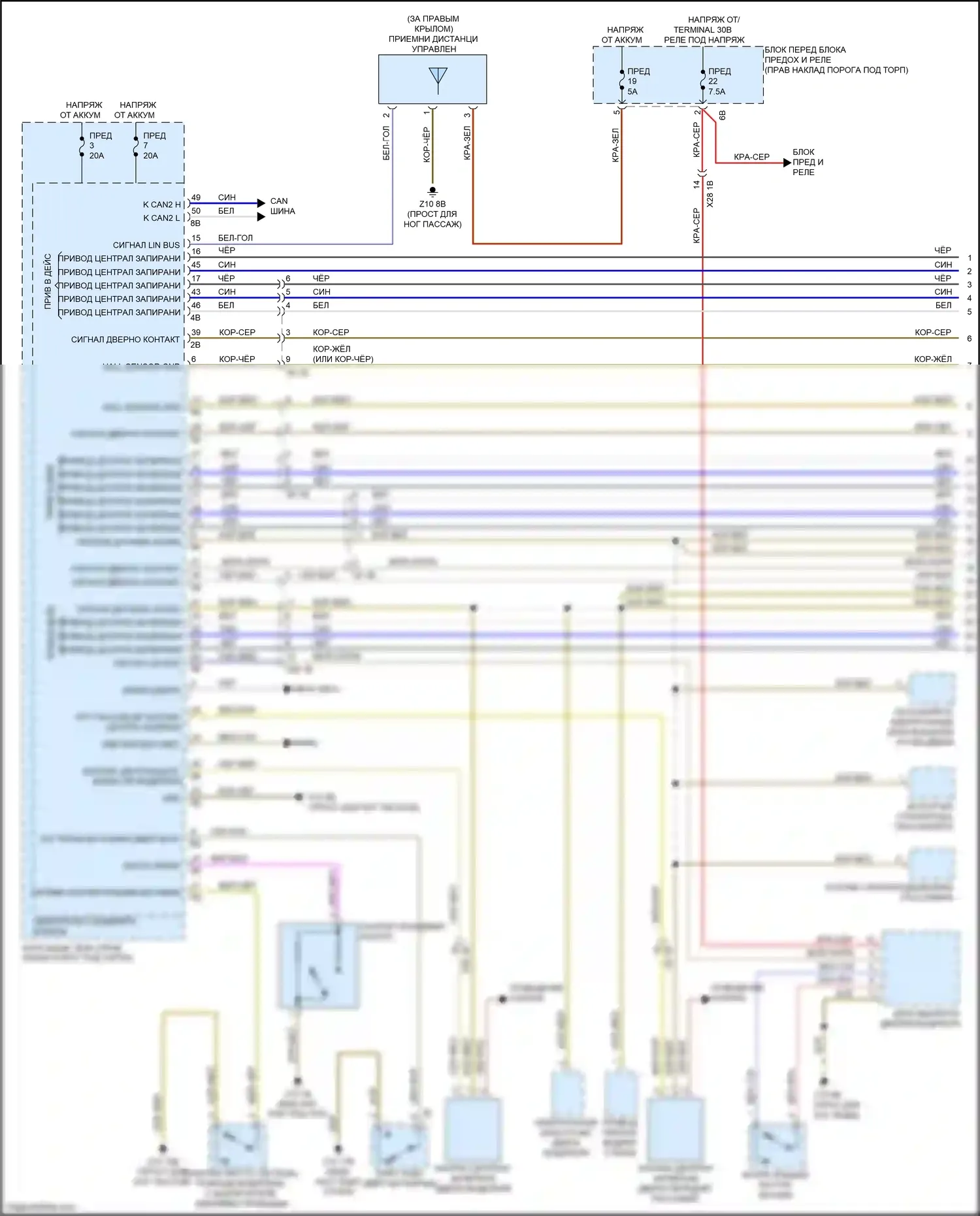 X5 M BMW F85 (2014-2018): Электросхема сигнализации и центрального запирания (1 из 3) 