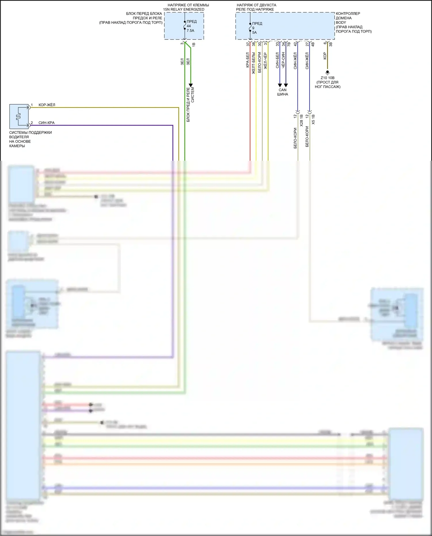X5 M BMW F85 (2014-2018): Электросхема предупреждения о выезде с полосы движения, с камерой 