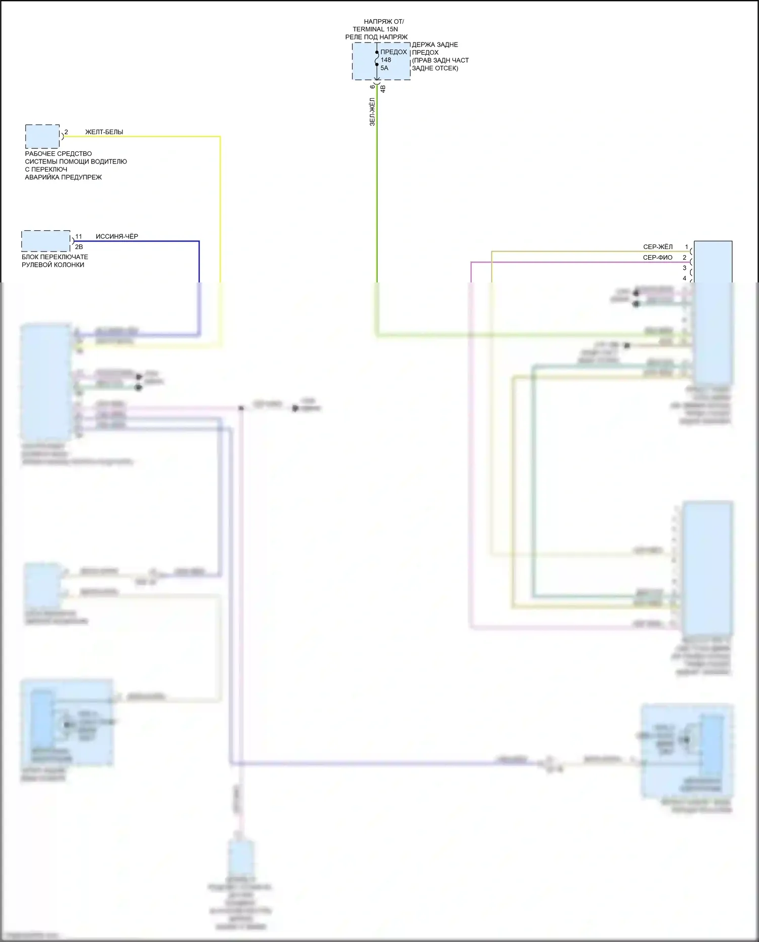 X5 M BMW F85 (2014-2018): Электросхема сигнализации о выезде с полосы движения, без камеры 