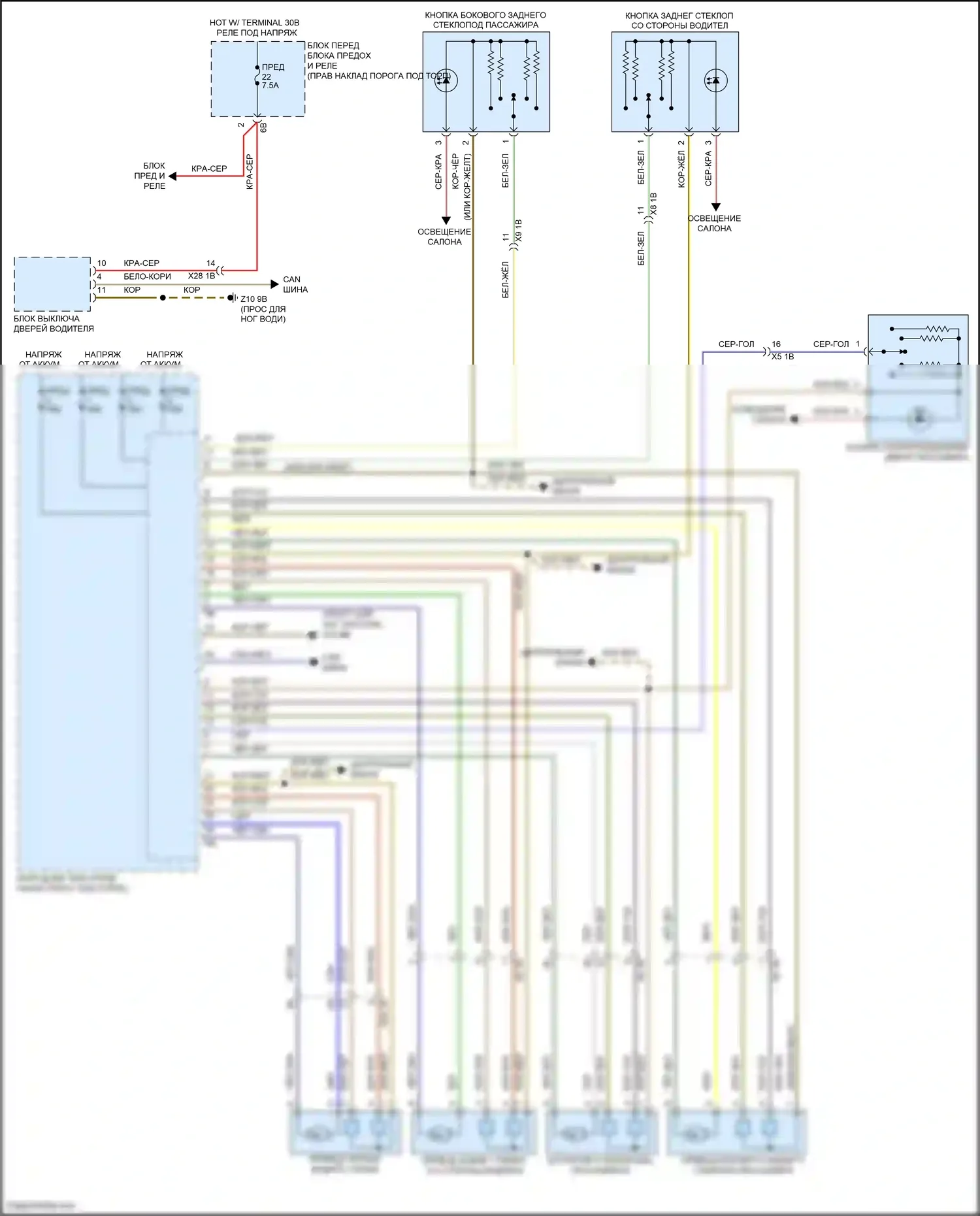 X5 M BMW F85 (2014-2018): Стеклоподъемники электросхема 