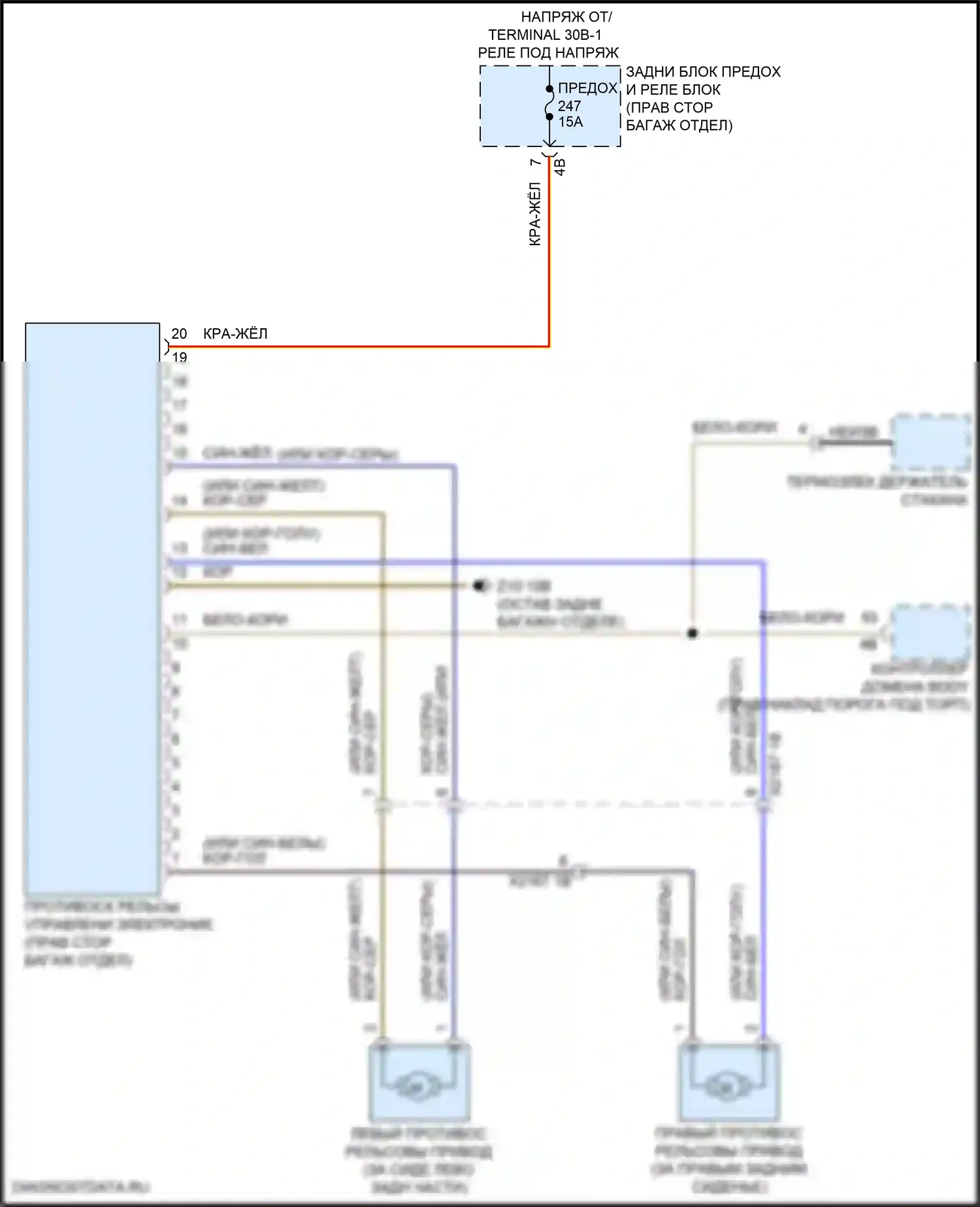 X5 M BMW F95 рестайлинг (2023-2024): Электросхема управления противоскользящими рельсами 