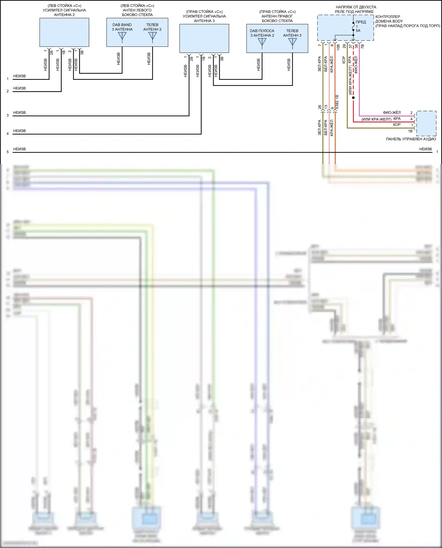 X5 M BMW F95 рестайлинг (2023-2024): Электросхема аудиоблока приемника, высокий уровень (2 из 6) 