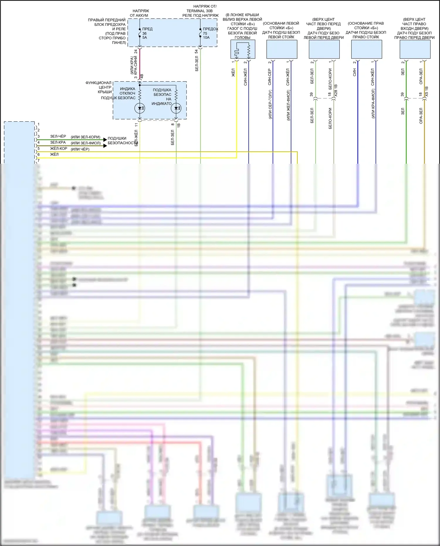 X5 M BMW F95 рестайлинг (2023-2024): Электросхема подушек безопасности (1 из 4) 