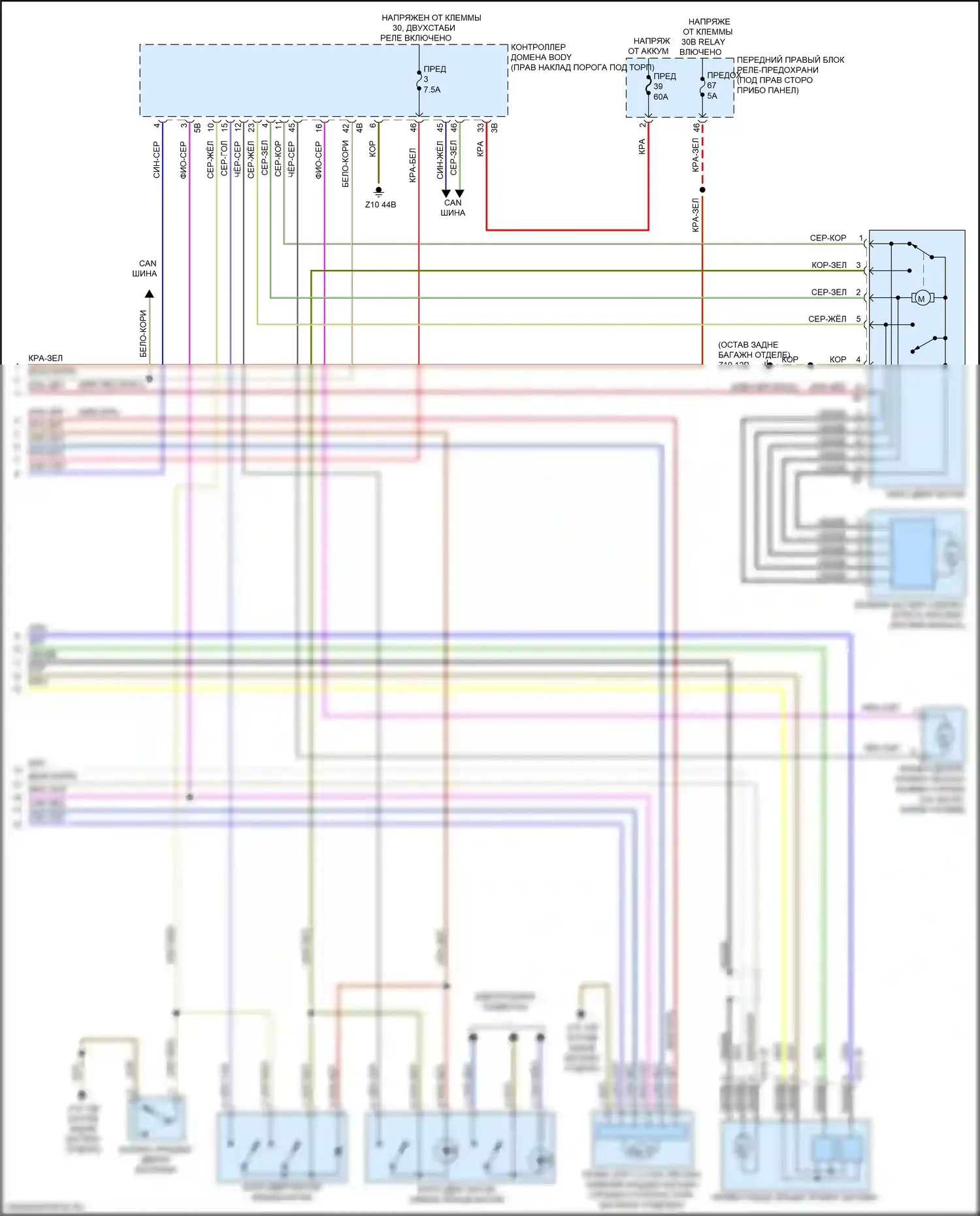 X5 M BMW F95 (2019-2023): Электросхема открытия багажника и лючка топливного бака (2 из 2) 