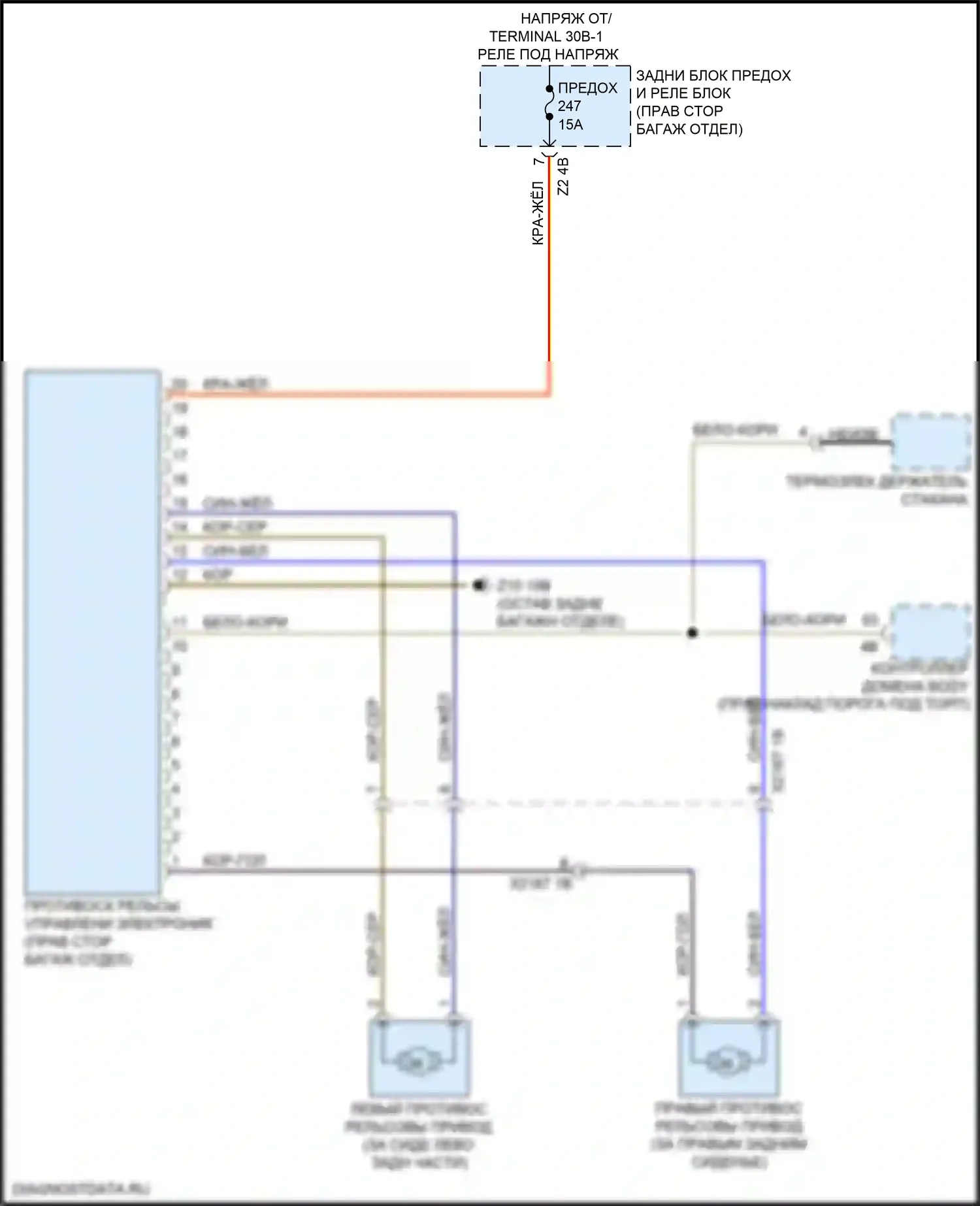 X5 M BMW F95 (2019-2023): Электросхема управления противоскользящими рельсами 