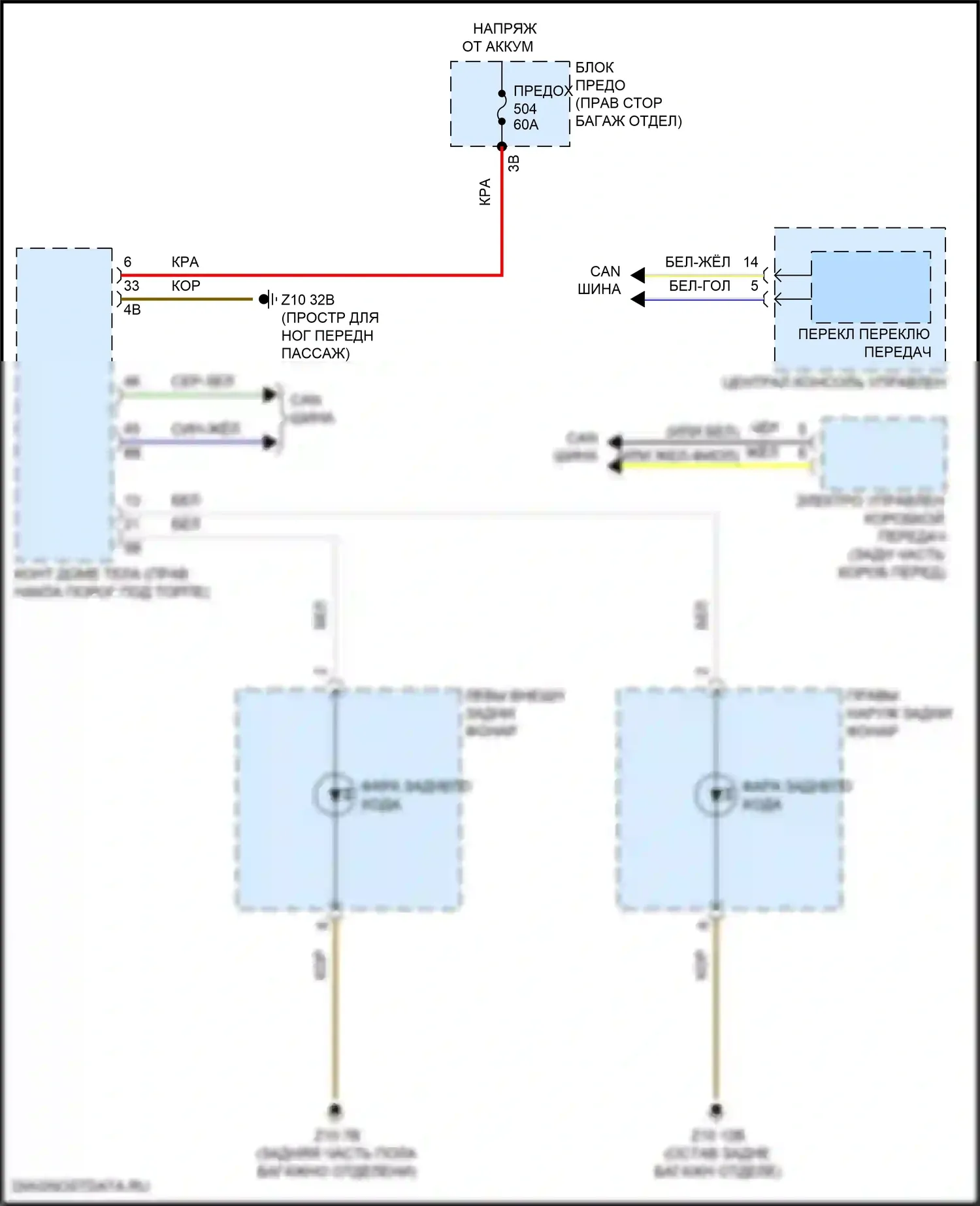 X5 M BMW F95 (2019-2023): Электросхема фонарей заднего хода 