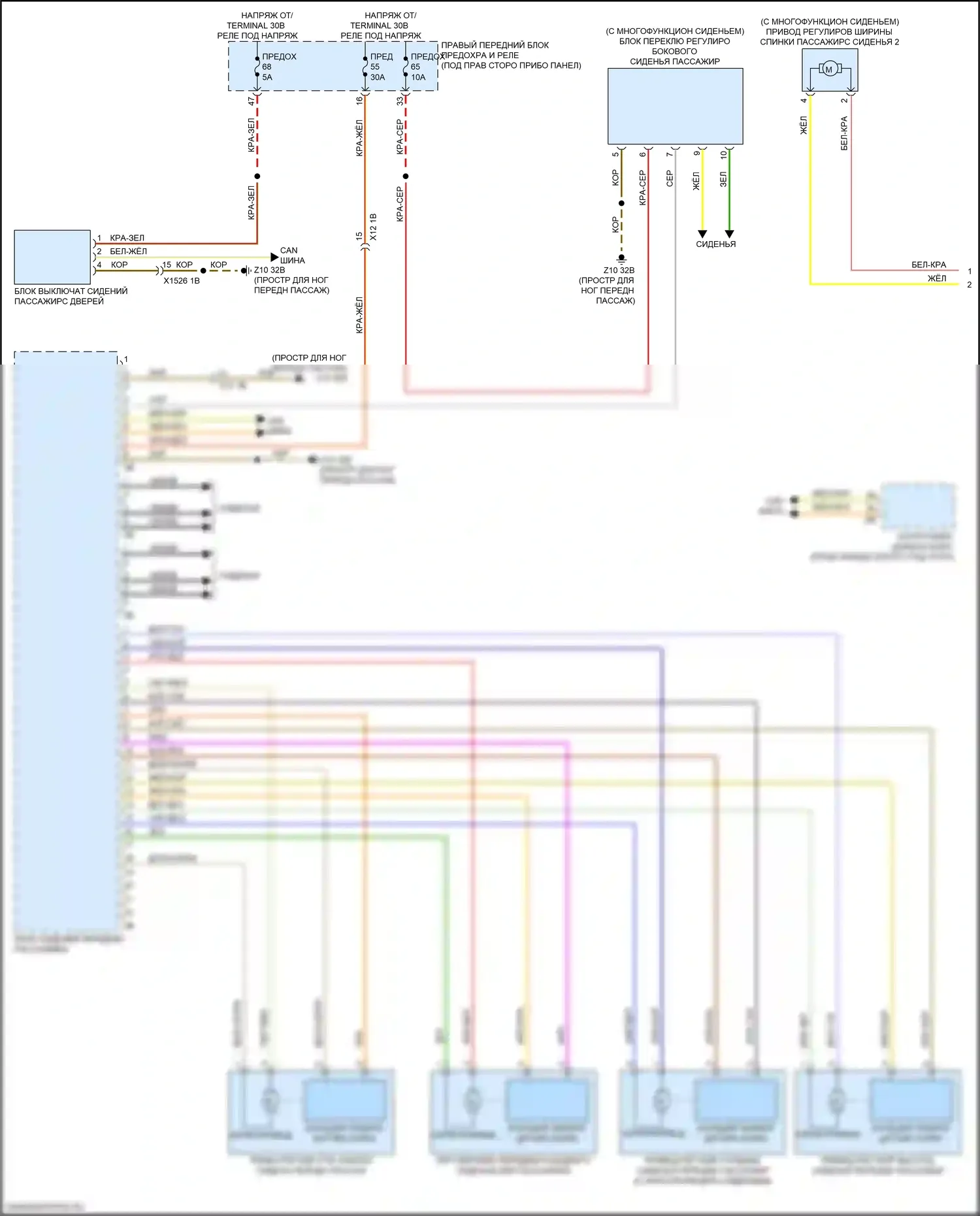 X5 M BMW F95 (2019-2023): Электросхема сиденья памяти пассажира (1 из 2) 