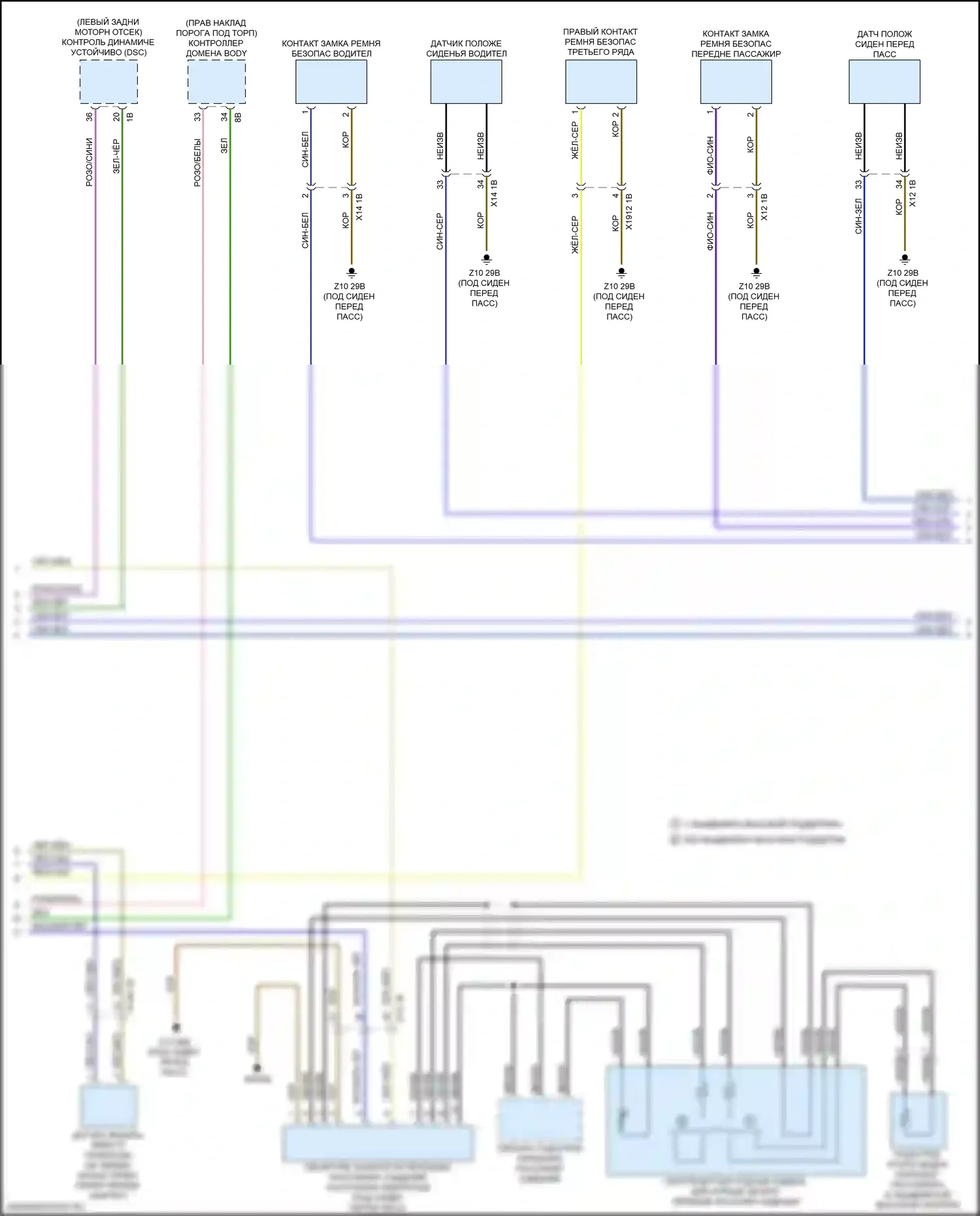 X5 M BMW F95 (2019-2023): Электросхема подушек безопасности (2 из 4) 