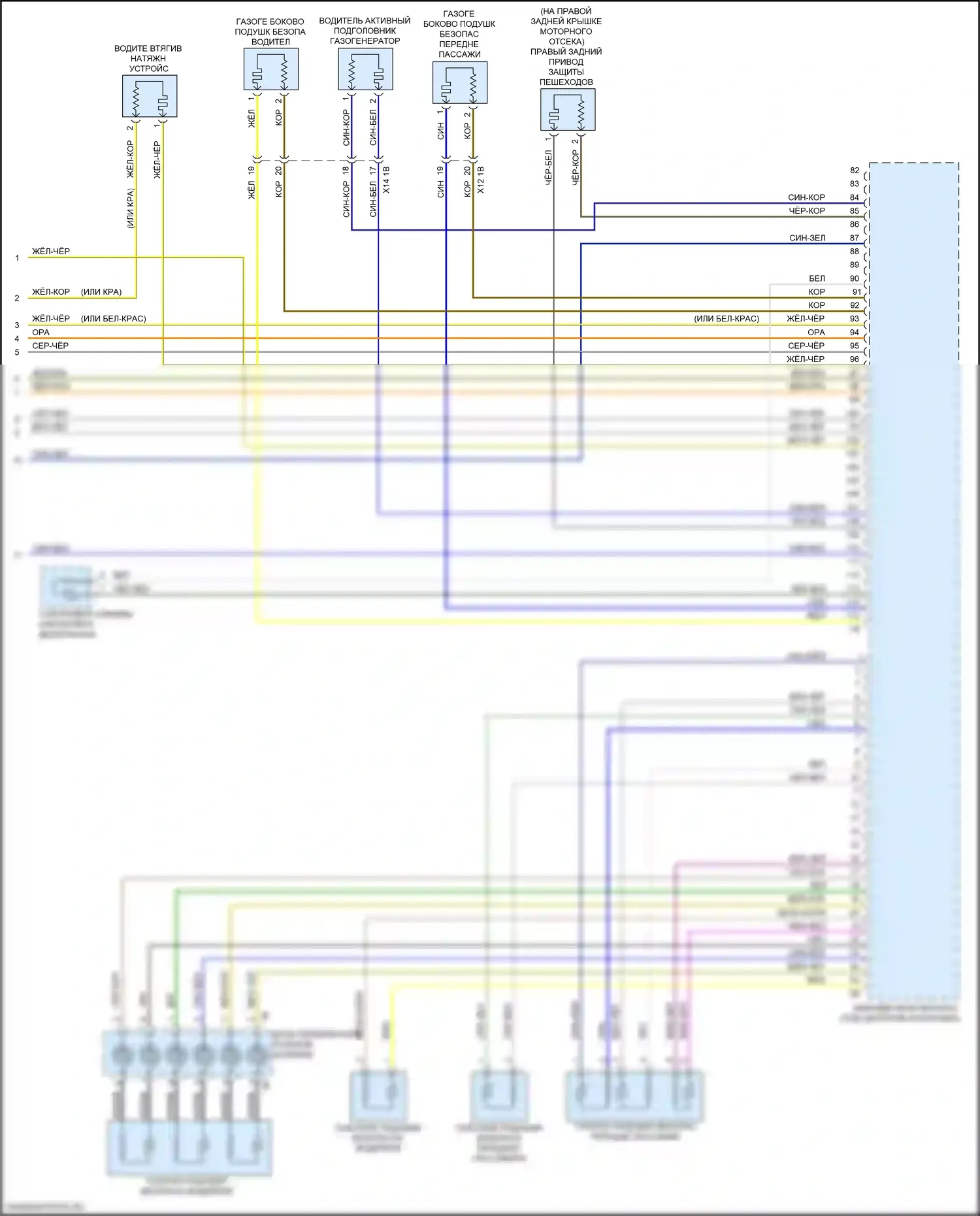 X5 M BMW F95 (2019-2023): Электросхема подушек безопасности (4 из 4) 