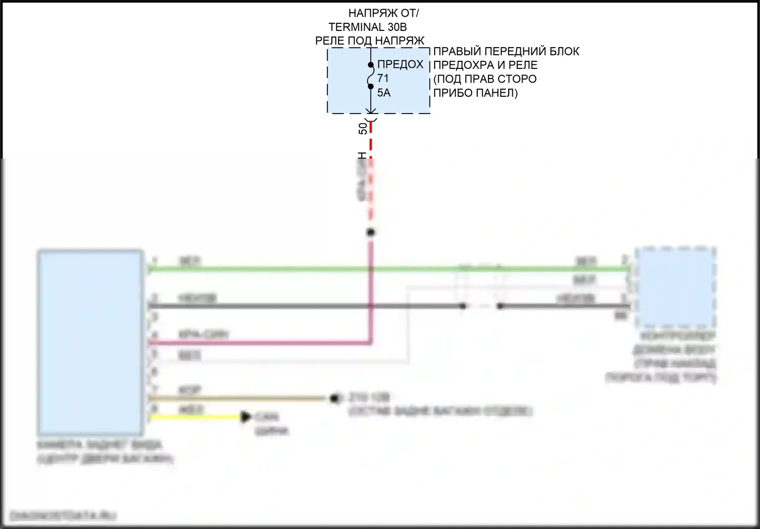 X5 M BMW F95 (2019-2023): Электросхема задней камеры 