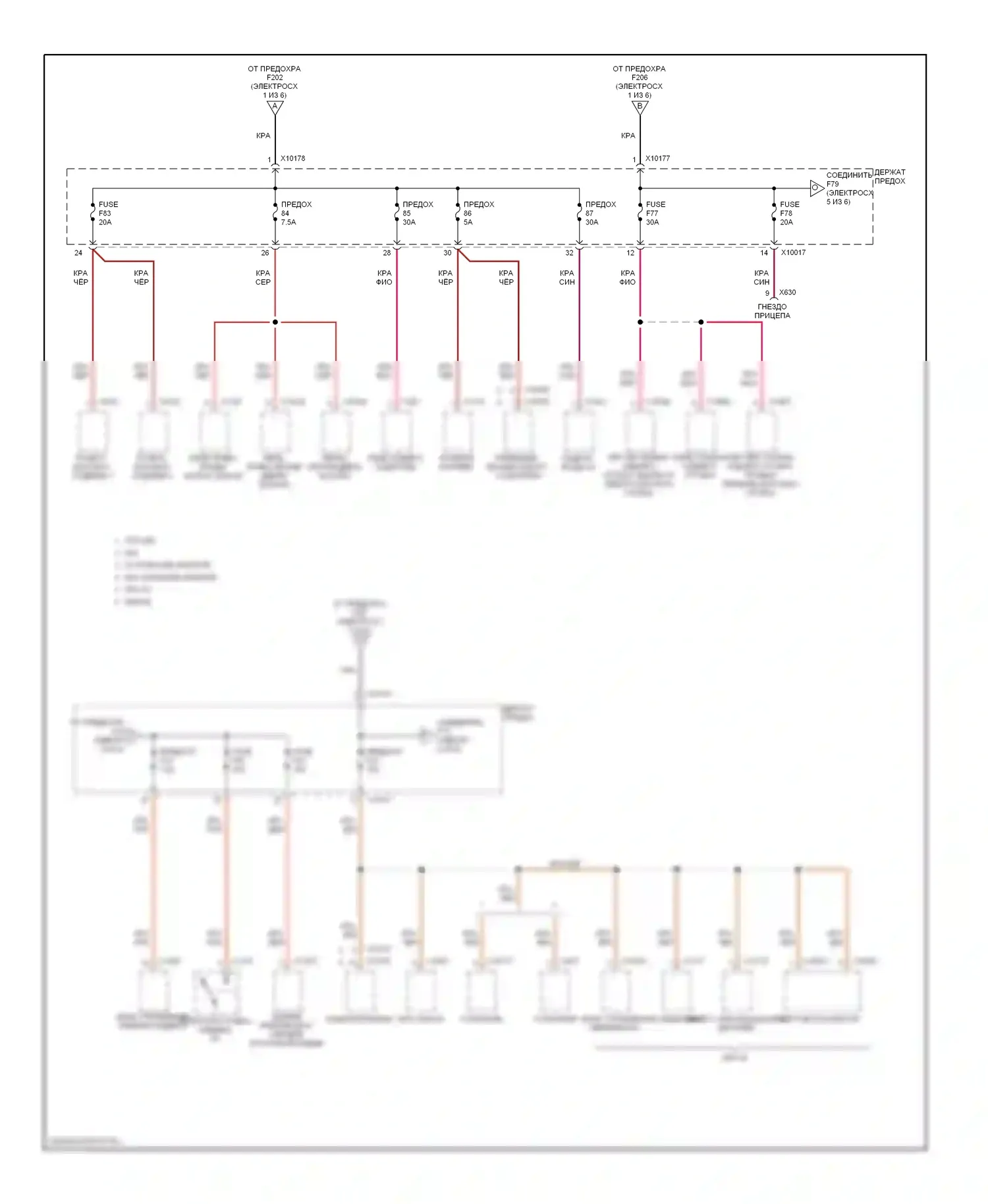X5 BMW E53 рестайлинг (2003-2007): 3.0л, электросхема блока предохранителей реле (5 из 6) 