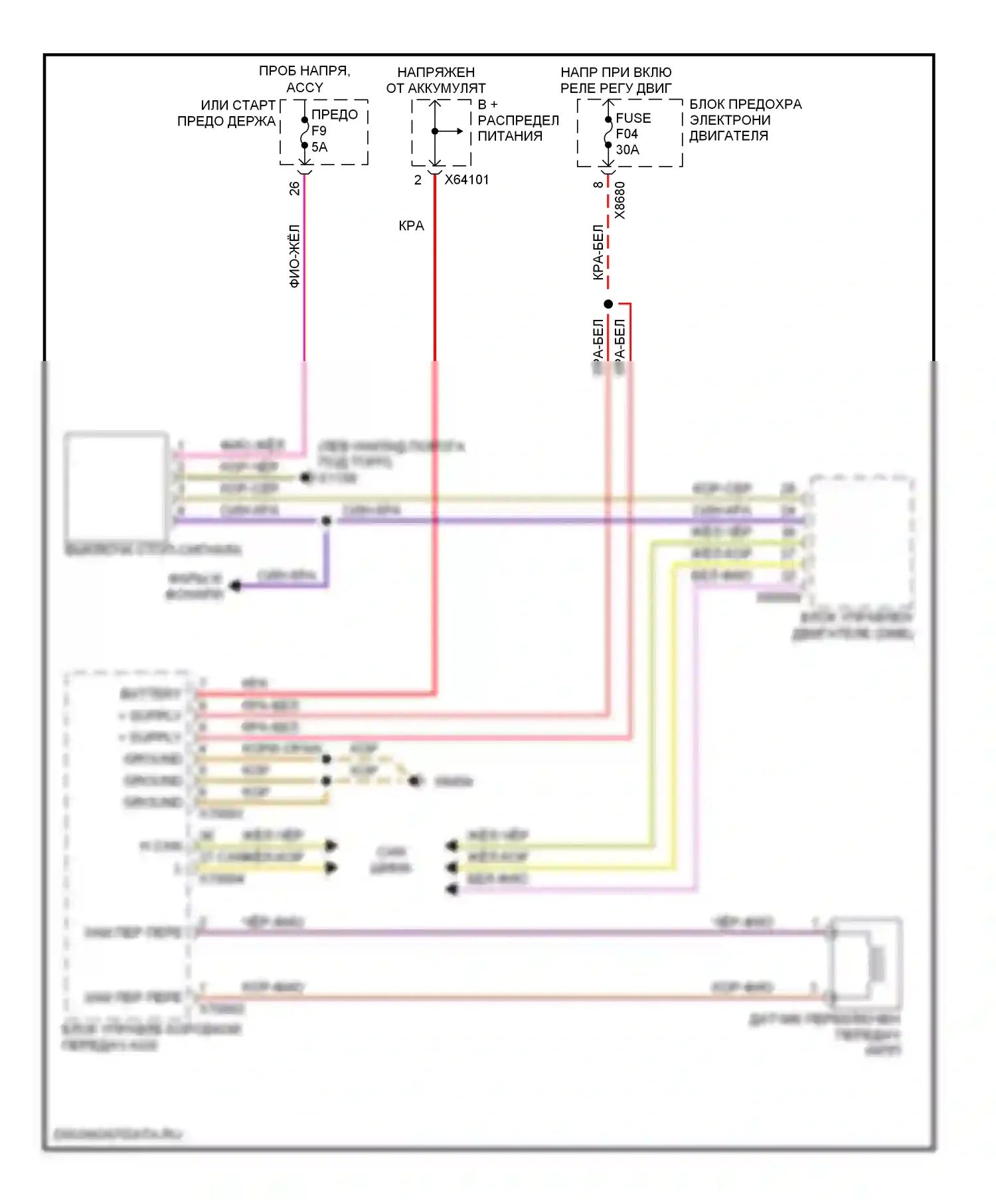 X5 BMW E53 рестайлинг (2003-2007): 3.0л, электросхема блокировки селектора 