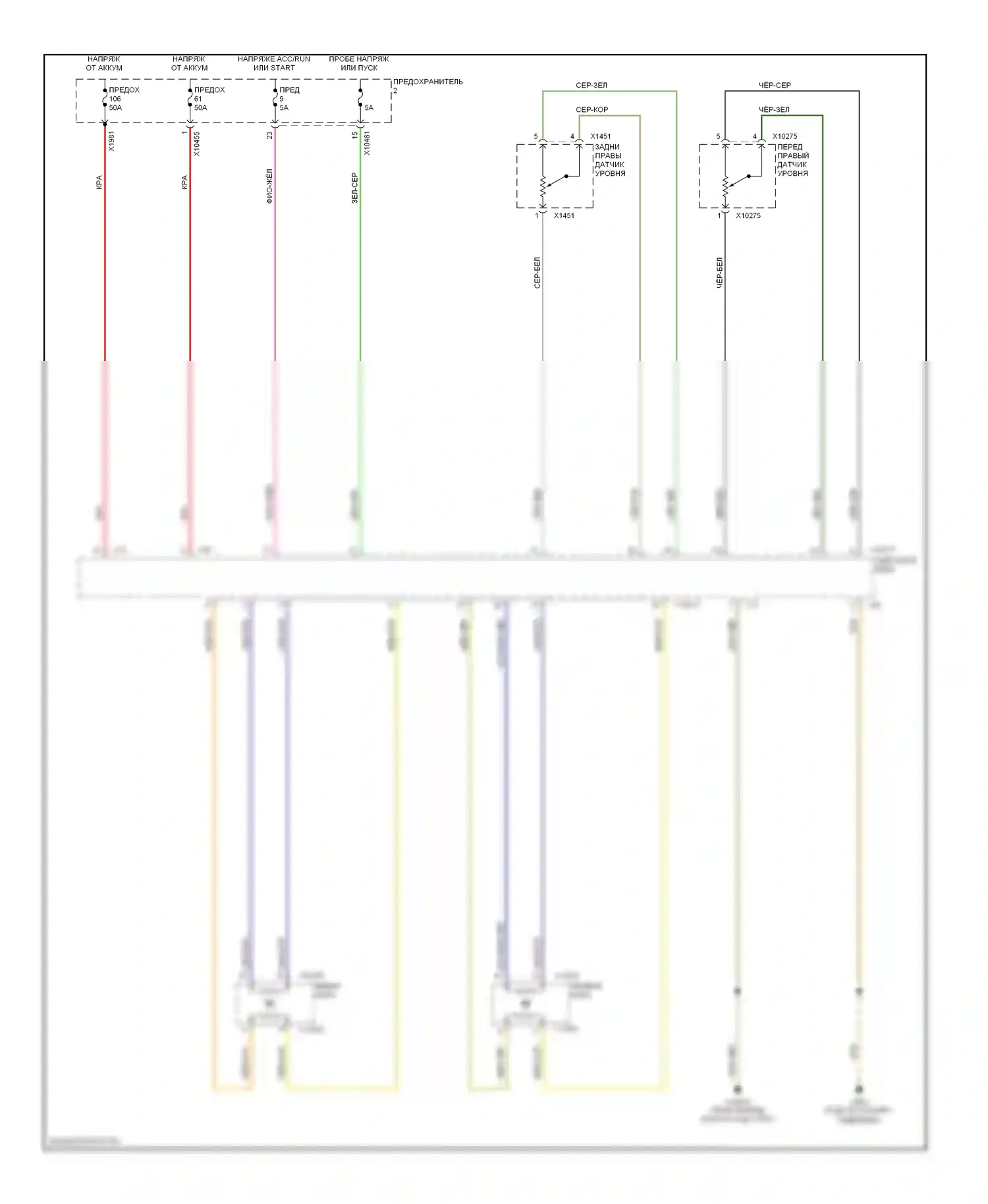X5 BMW E53 рестайлинг (2003-2007): Электросхема корректора фар 
