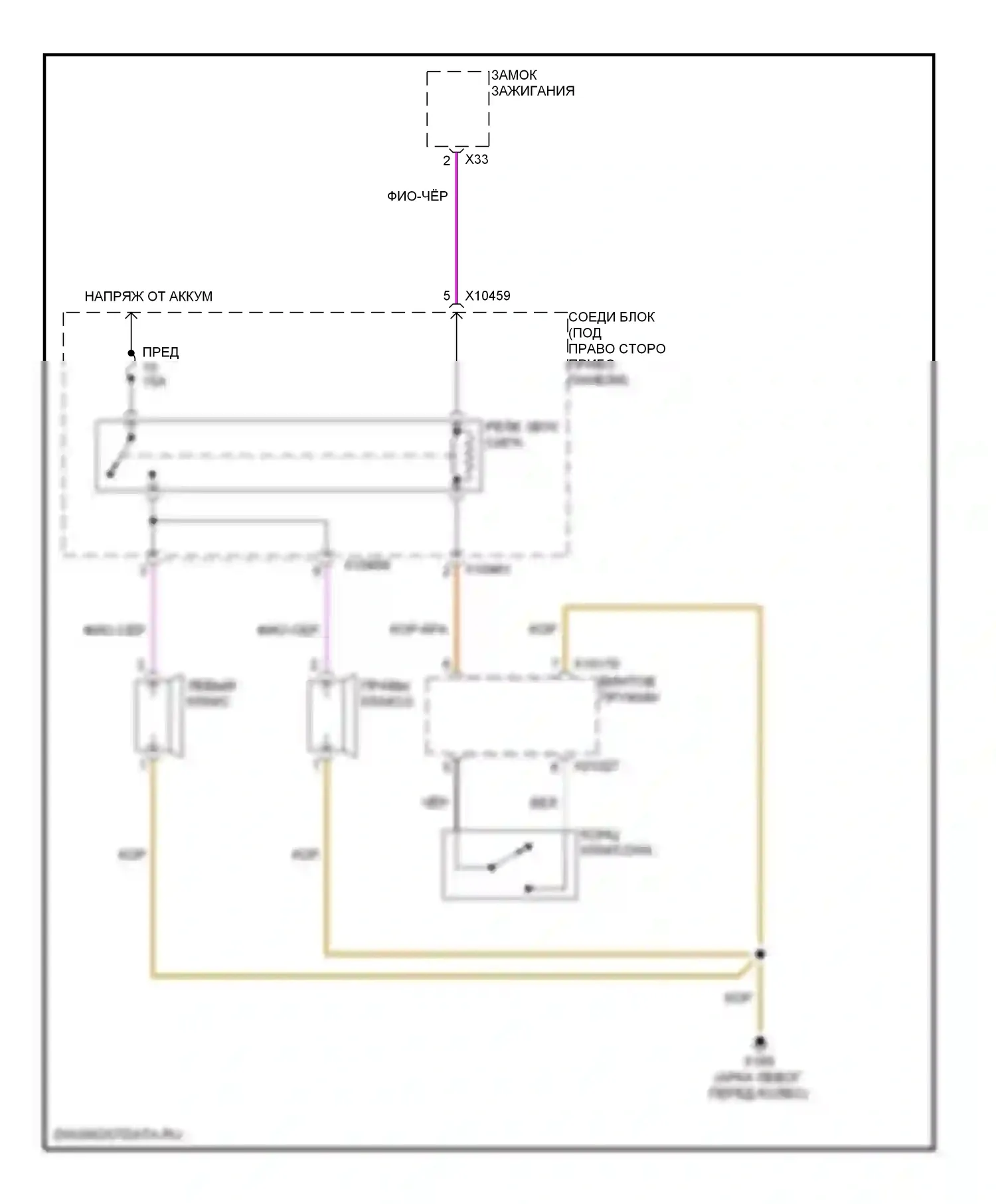 X5 BMW E53 рестайлинг (2003-2007): Электросхема клаксона 