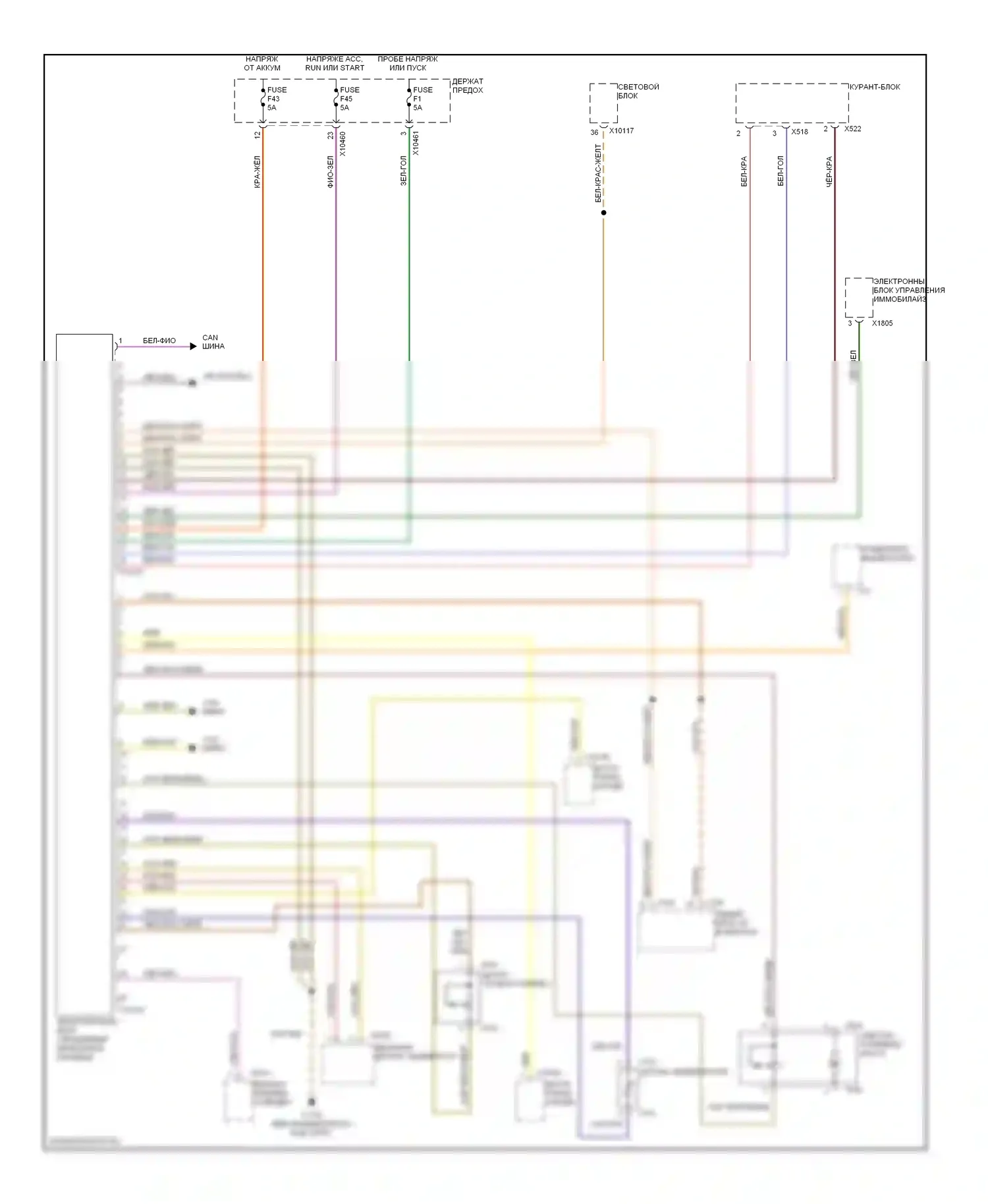 X5 BMW E53 рестайлинг (2003-2007): 3.0л, электросхема приборной панели, с ike (1 из 2) 