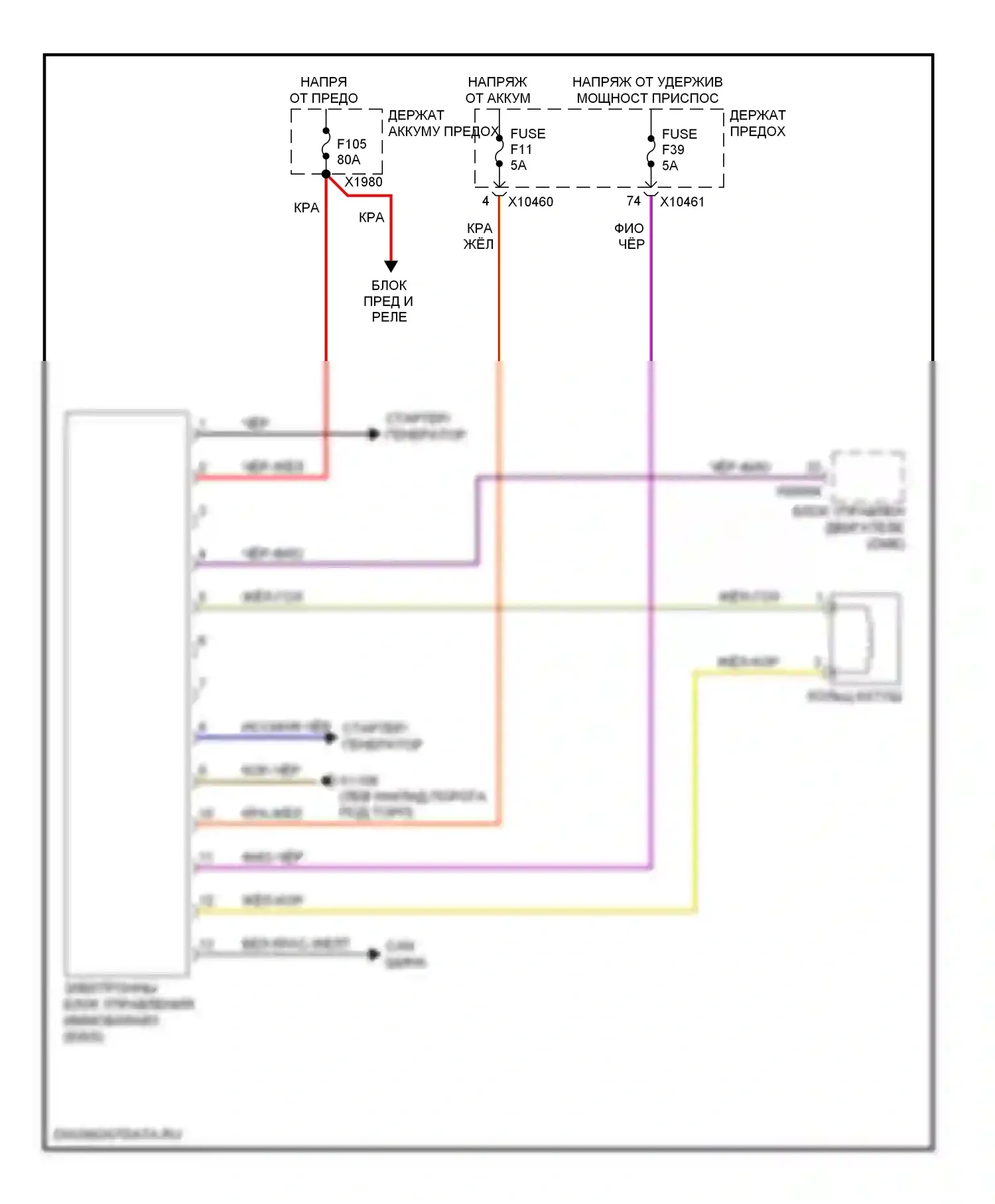 X5 BMW E53 рестайлинг (2003-2007): 4.8l, электросхема иммобилайзера 