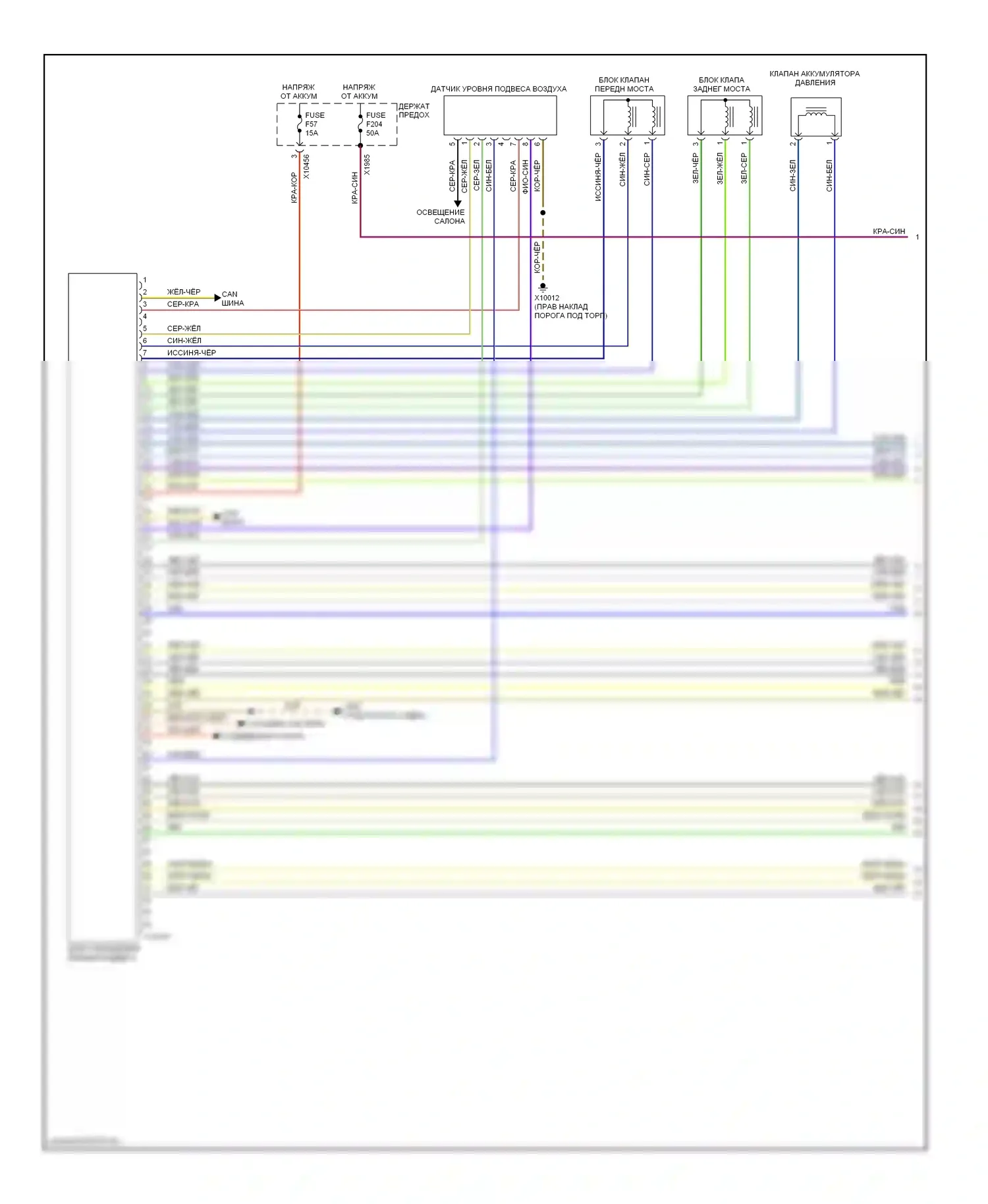 X5 BMW E53 (1999-2003): Электронная электросхема подвески, с двойной осью (1 из 2) 