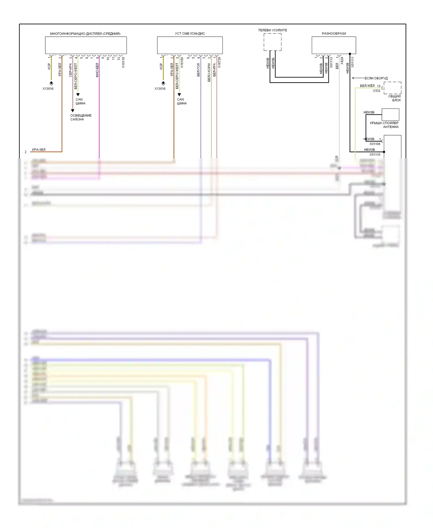 X5 BMW E53 (1999-2003): Электросхема магнитолы премиум-класса, с магнитолой hifi, без встроенного монитора (2 из 2) 
