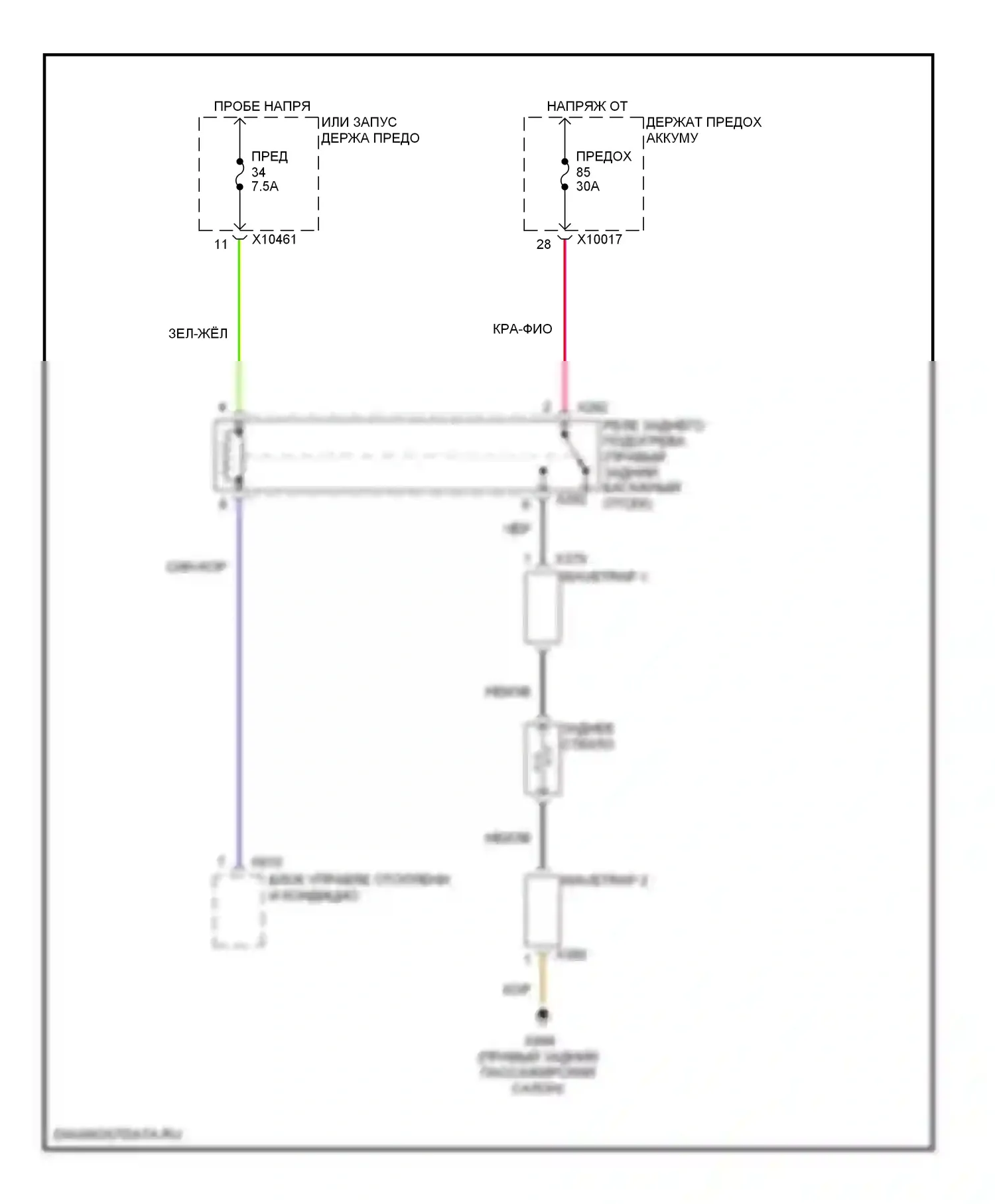 X5 BMW E53 (1999-2003): Электросхема заднего подогрева 