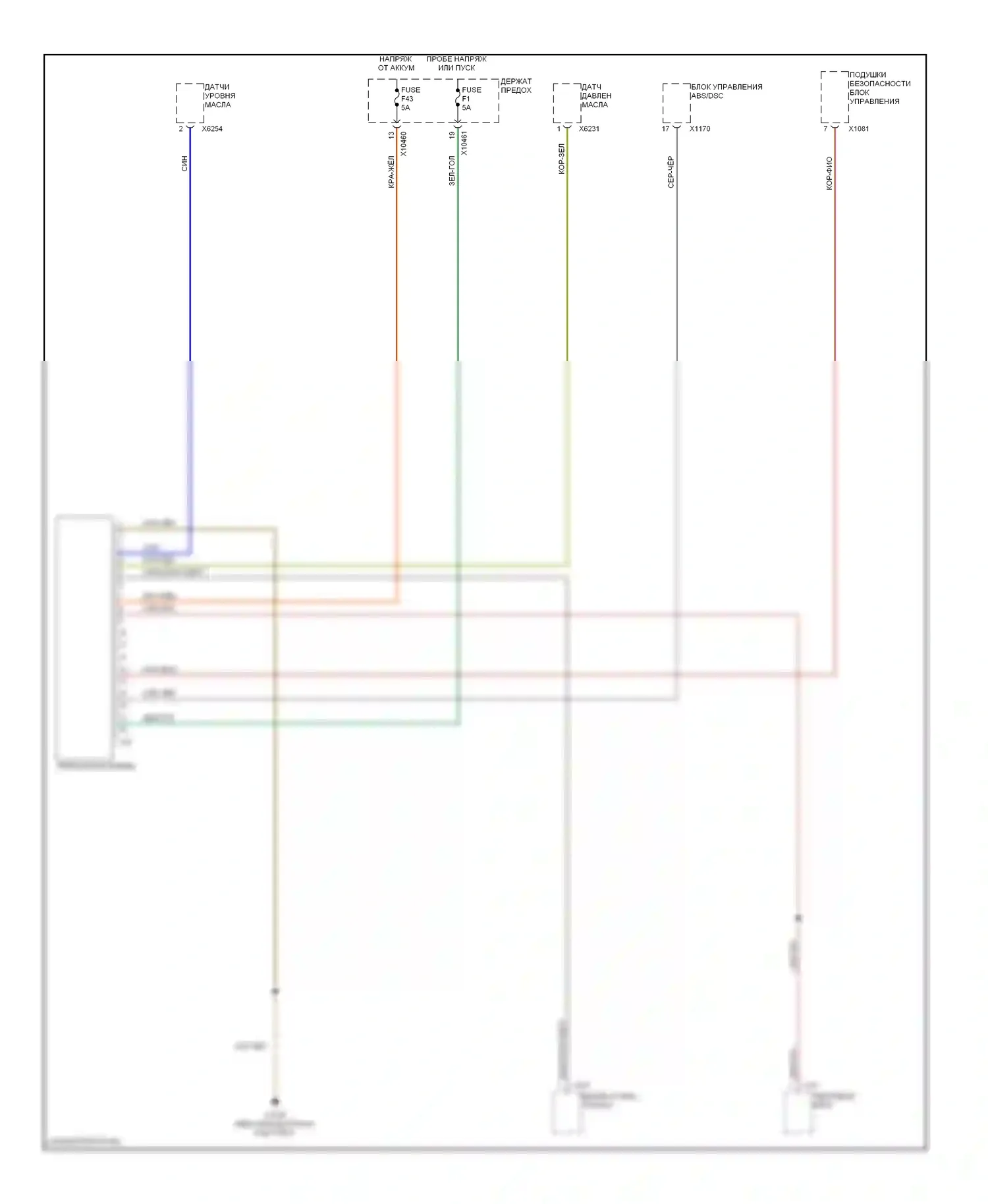 X5 BMW E53 (1999-2003): 3.0л, электросхема приборной панели, с ike (2 из 2) 