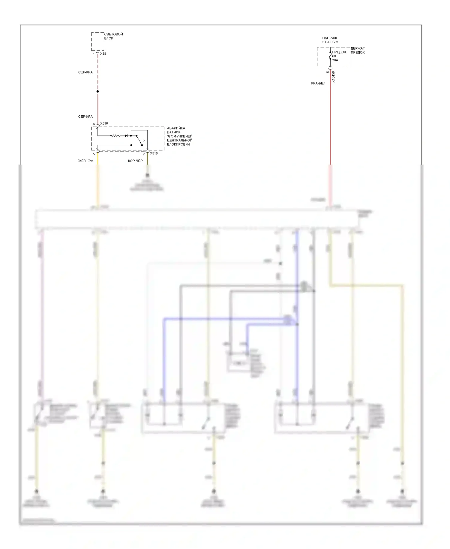 X5 BMW E53 (1999-2003): Электросхема сигнализации и центрального замка, раннего выпуска (2 из 3) 