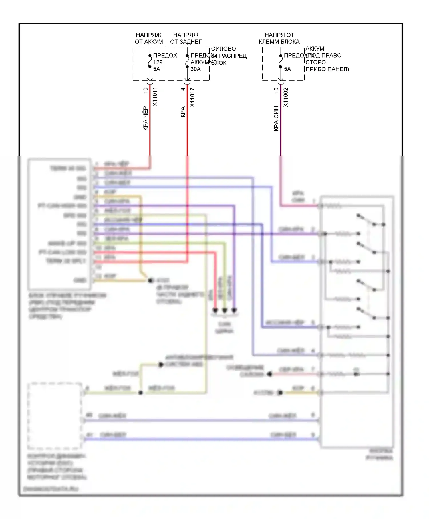 X5 BMW E70 рестайлинг (2010-2013): Электросхема растормаживания стояночного тормоза 