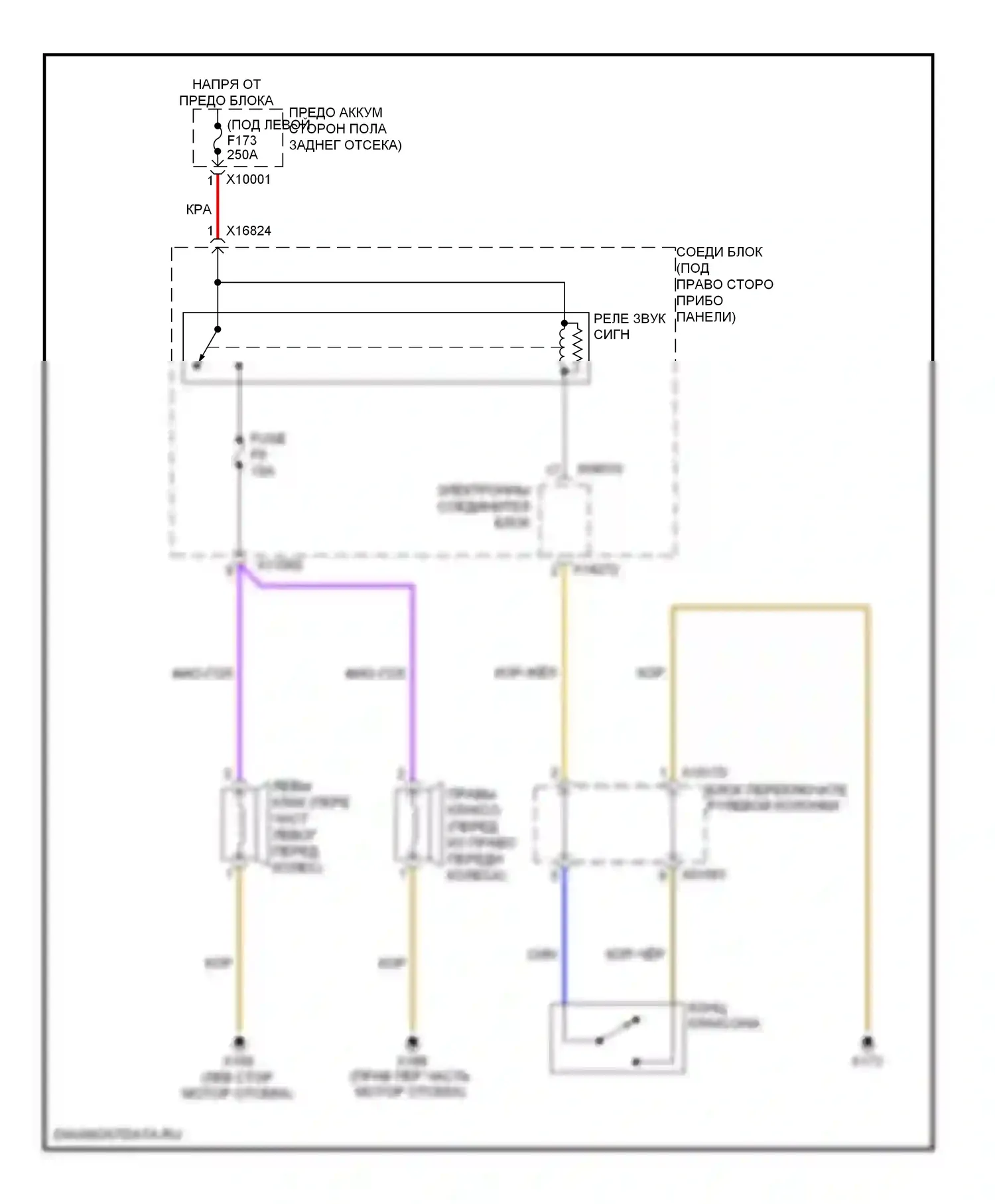 X5 BMW E70 рестайлинг (2010-2013): Электросхема клаксона 
