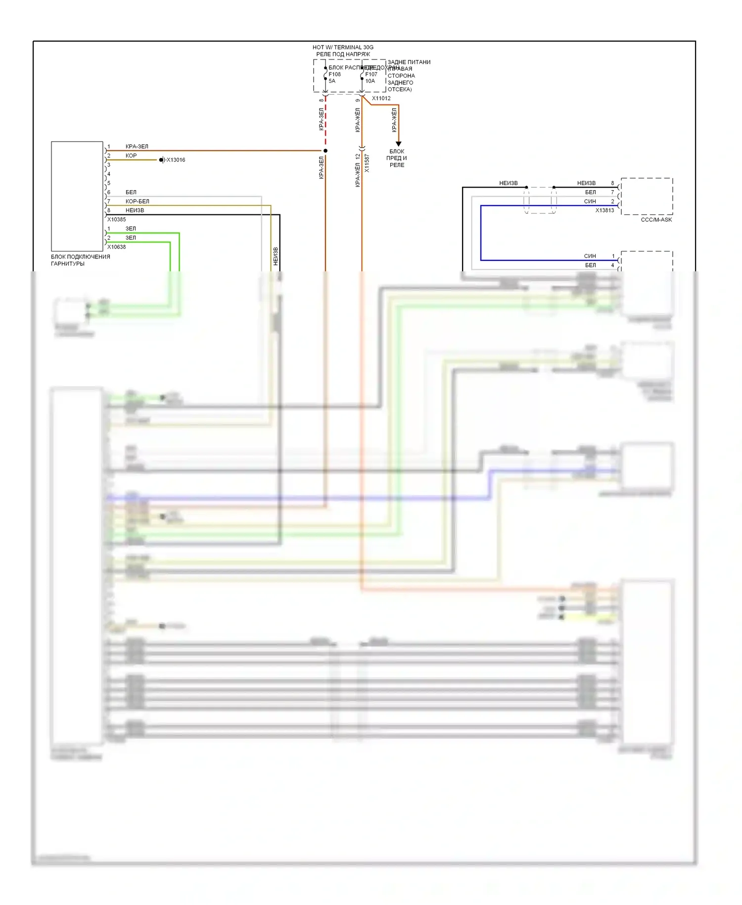 X5 BMW E70 рестайлинг (2010-2013): Электросхема мультимедий заднего сиденья 