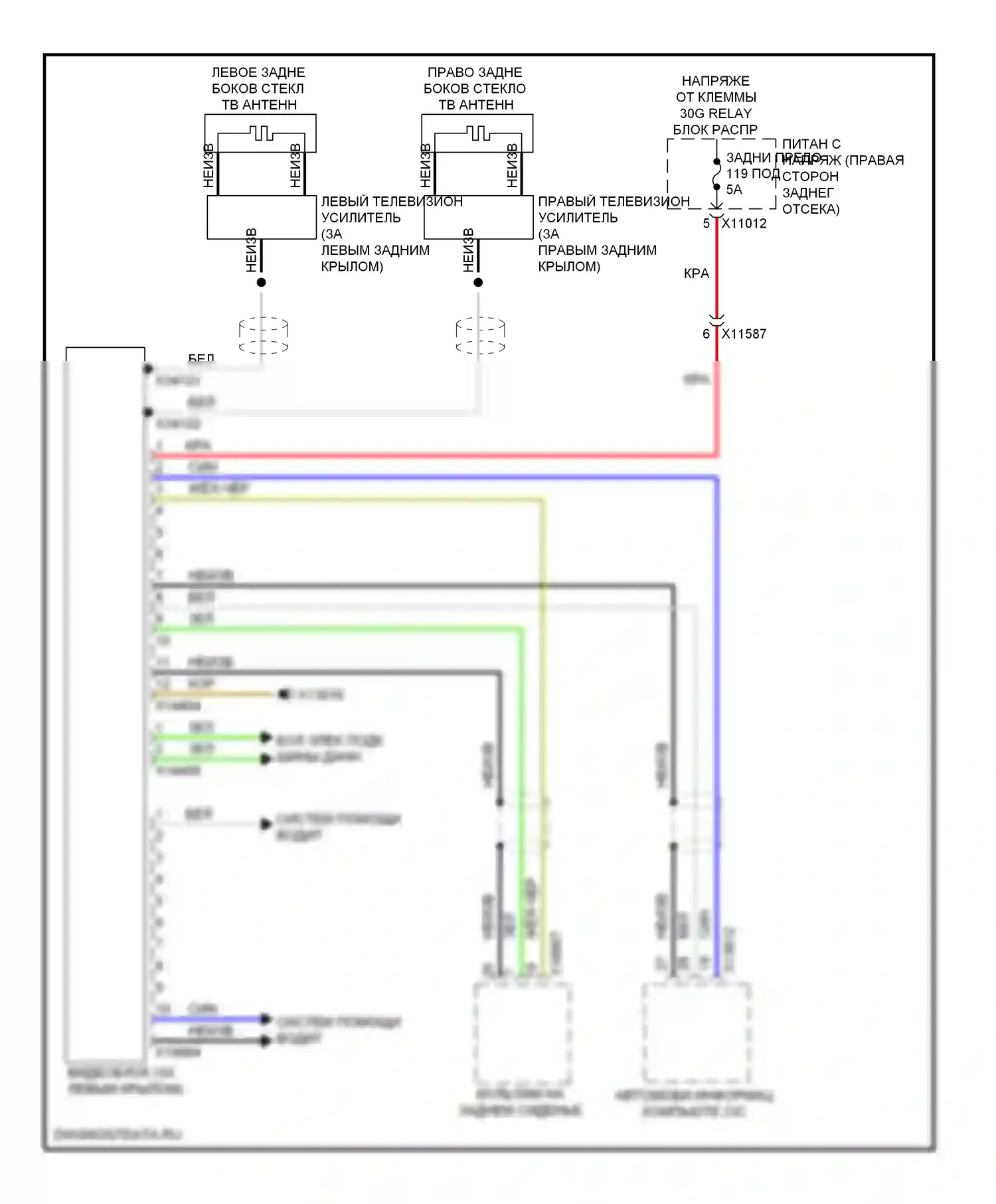X5 BMW E70 рестайлинг (2010-2013): Электросхема видеосистемы 