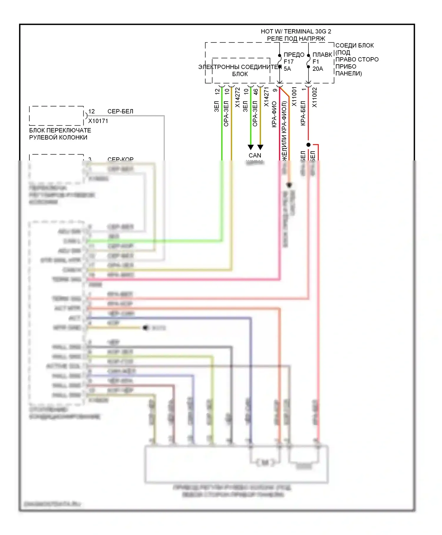 X5 BMW E70 рестайлинг (2010-2013): Электросхема памяти рулевой колонки 