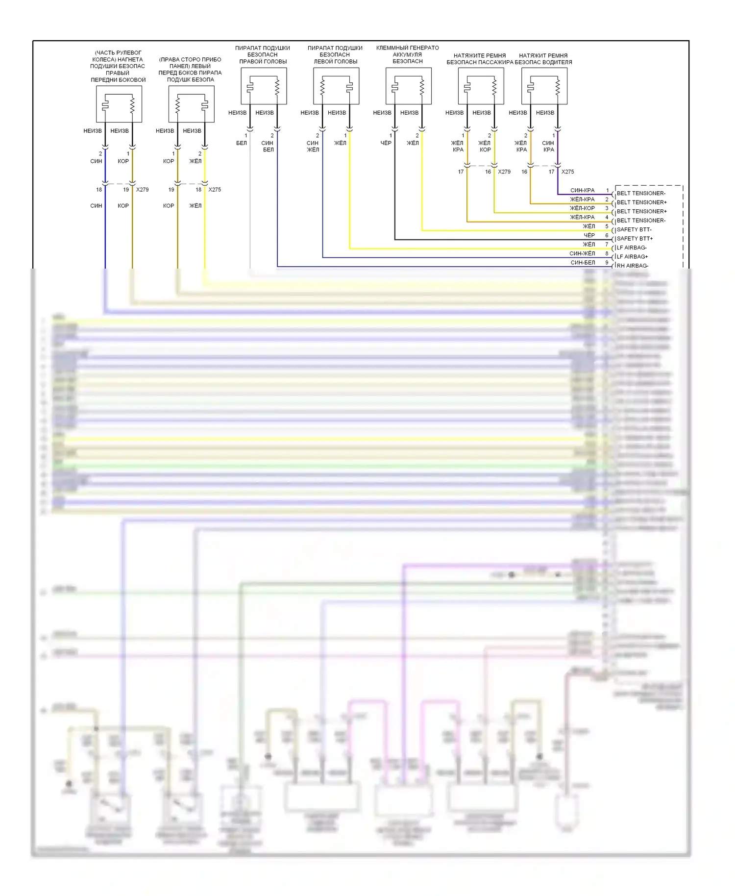 X5 BMW E70 рестайлинг (2010-2013): Электросхема подушек безопасности (3 из 3) 