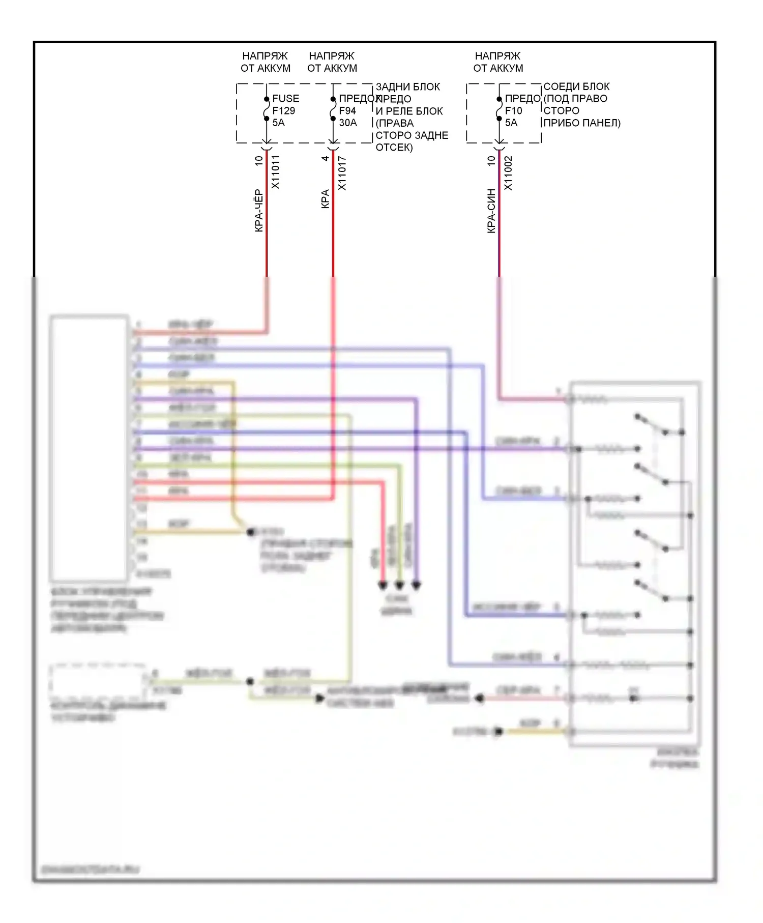 X5 BMW E70 (2006-2010): Электросхема растормаживания стояночного тормоза 