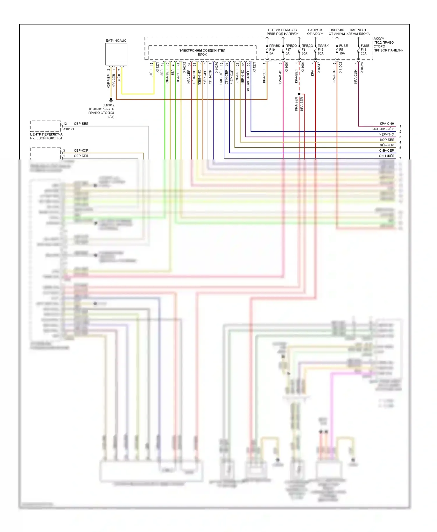 X5 BMW E70 (2006-2010): Электросхема климат контроля, с высоким кондиционером, без вентилятора заднего отсека (1 из 3) 