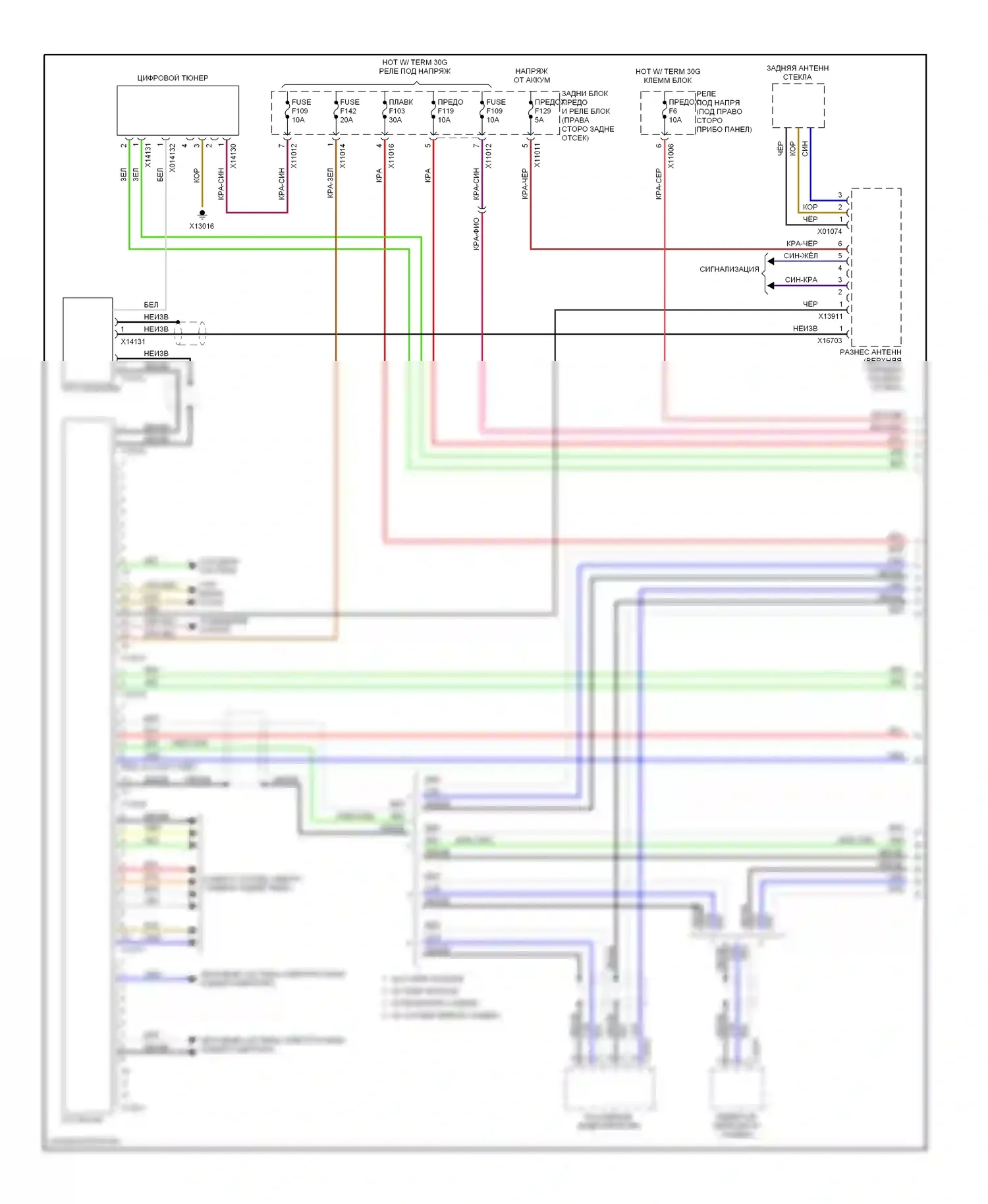 X5 BMW E70 (2006-2010): Электросхема магнитолы премиум-класса с верхней магнитолой hifi (1 из 3) 