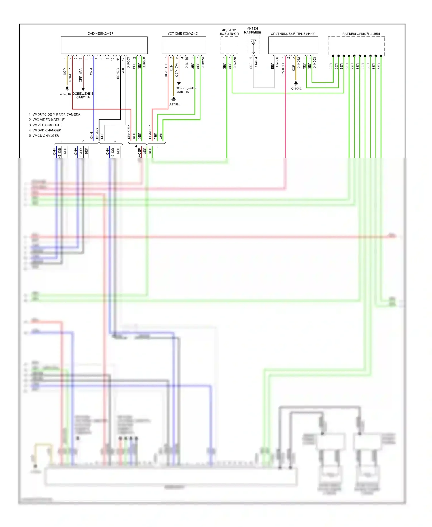 X5 BMW E70 (2006-2010): Электросхема магнитолы премиум-класса с верхней магнитолой hifi (2 из 3) 