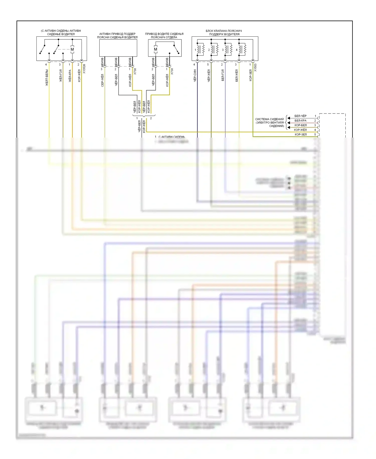 X5 BMW E70 (2006-2010): Электросхема сиденья водителя с памятью, с поясничной опорой (2 из 2) 