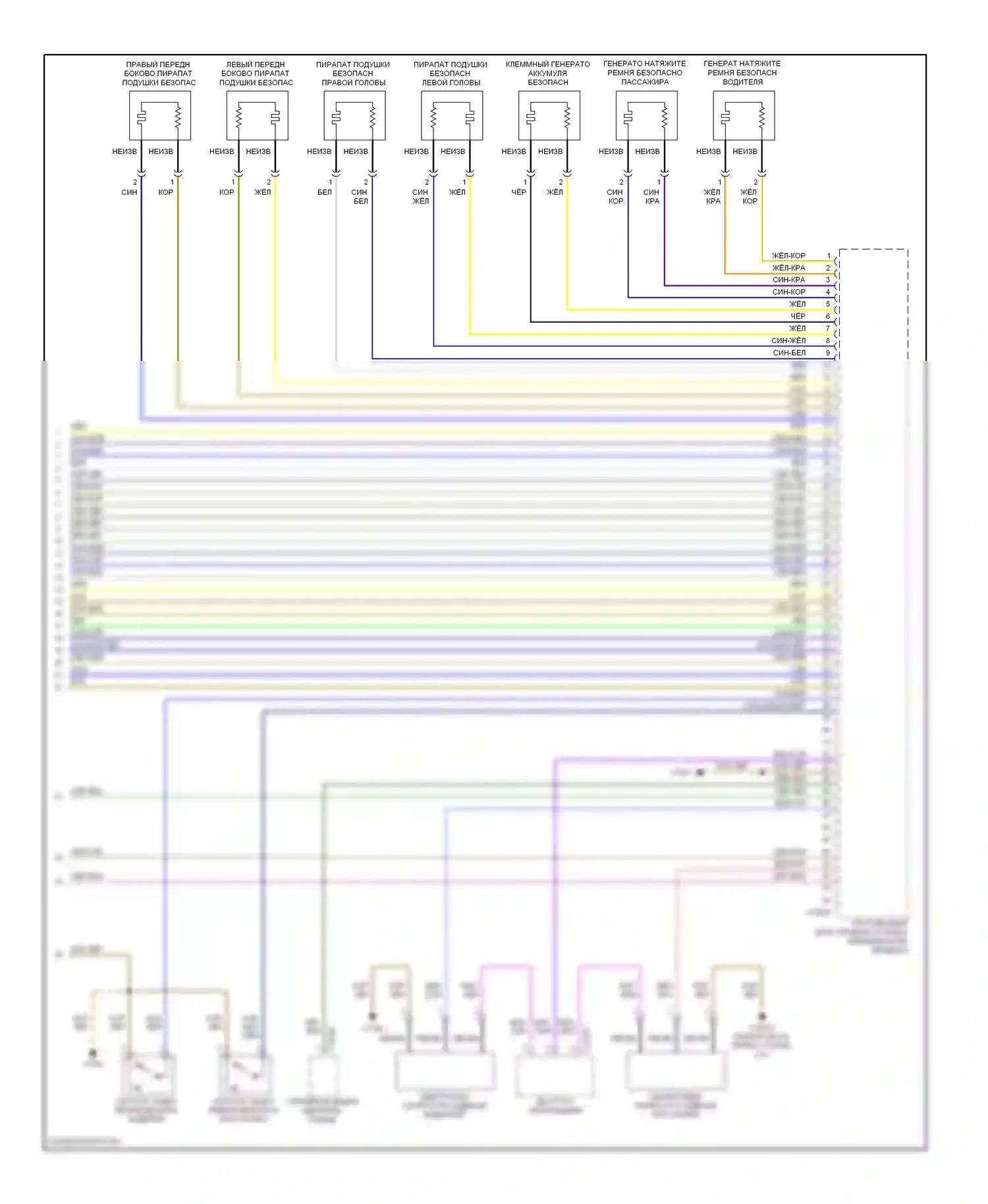 X5 BMW E70 (2006-2010): Электросхема подушек безопасности (3 из 3) 