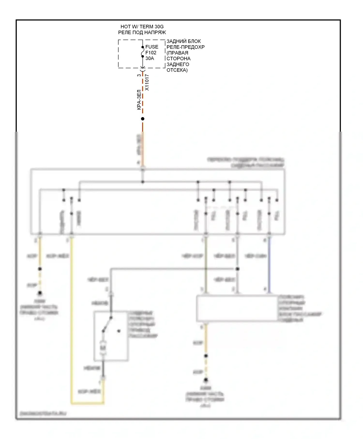 X5 BMW E70 (2006-2010): Поясничная электросхема пассажира 