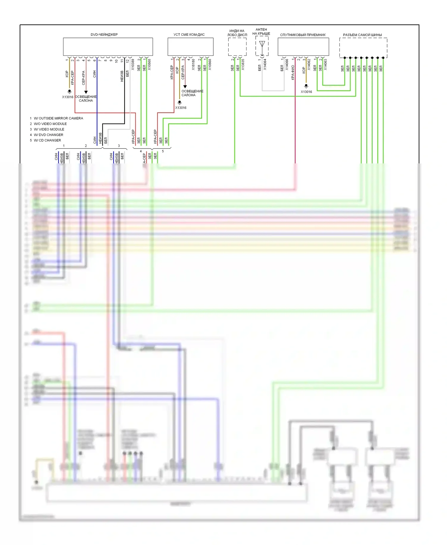X5 BMW E70 (2006-2010): Электросхема навигации, со стерео магнитолы (2 из 3) 