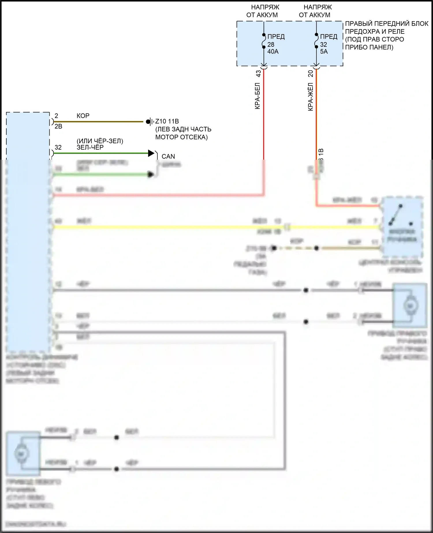 X5 BMW G05 рестайлинг (2023-2024): Электросхема блокировки селектора 