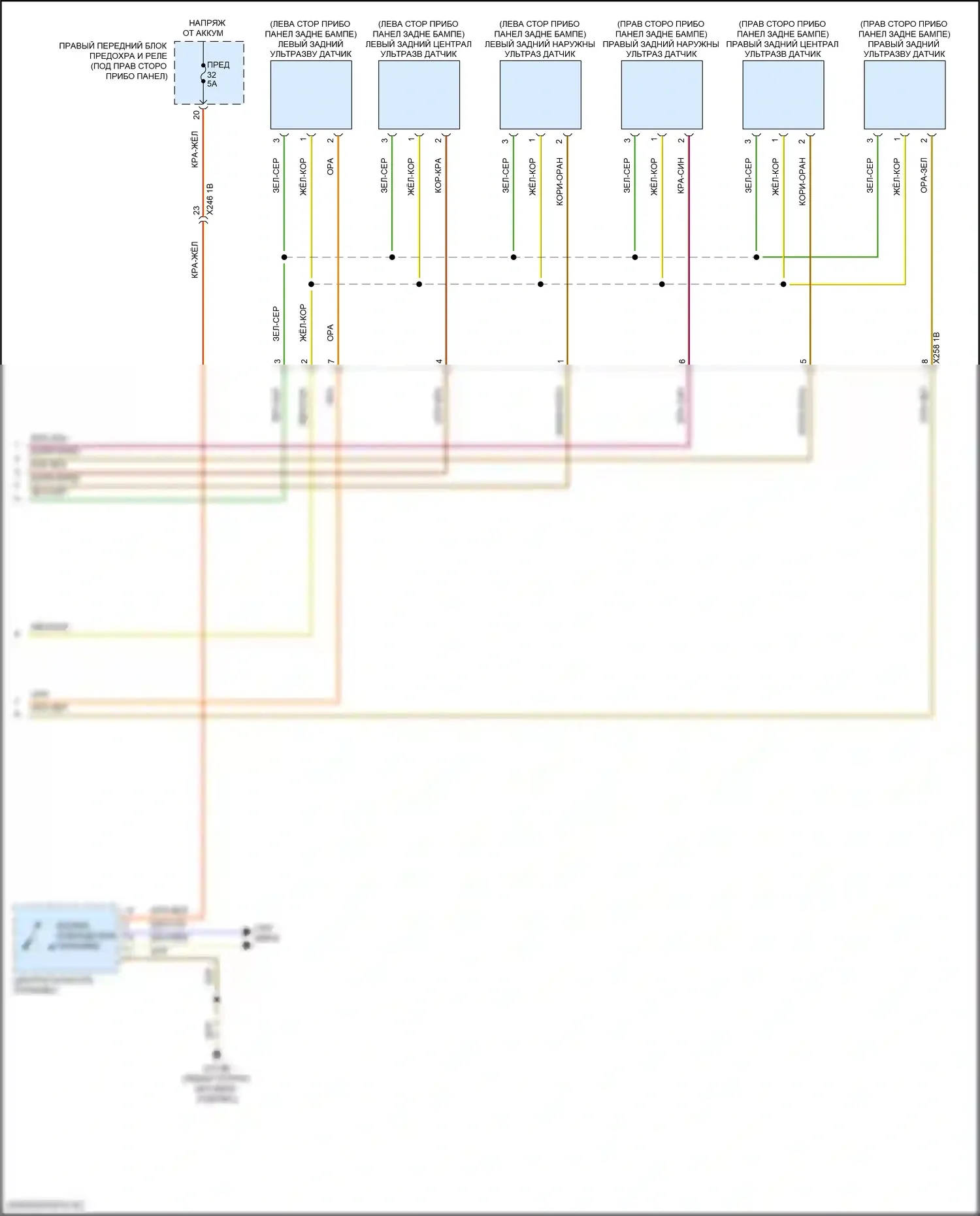 X5 BMW G05 рестайлинг (2023-2024): Электросхема помощника по парковке, с помощником по парковке (2 из 2) 