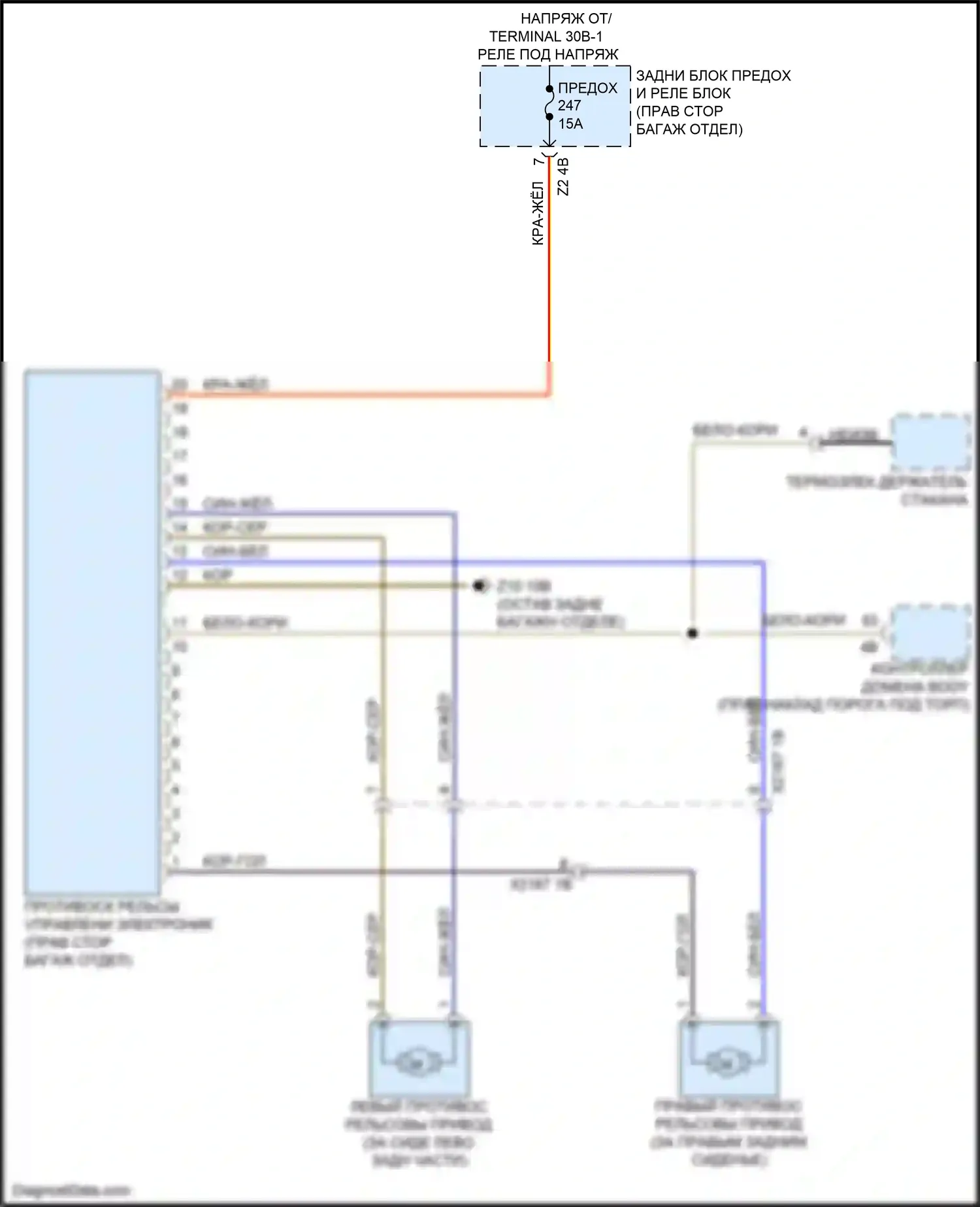X5 BMW G05 (2018-2023): Электросхема управления противоскользящими рельсами 