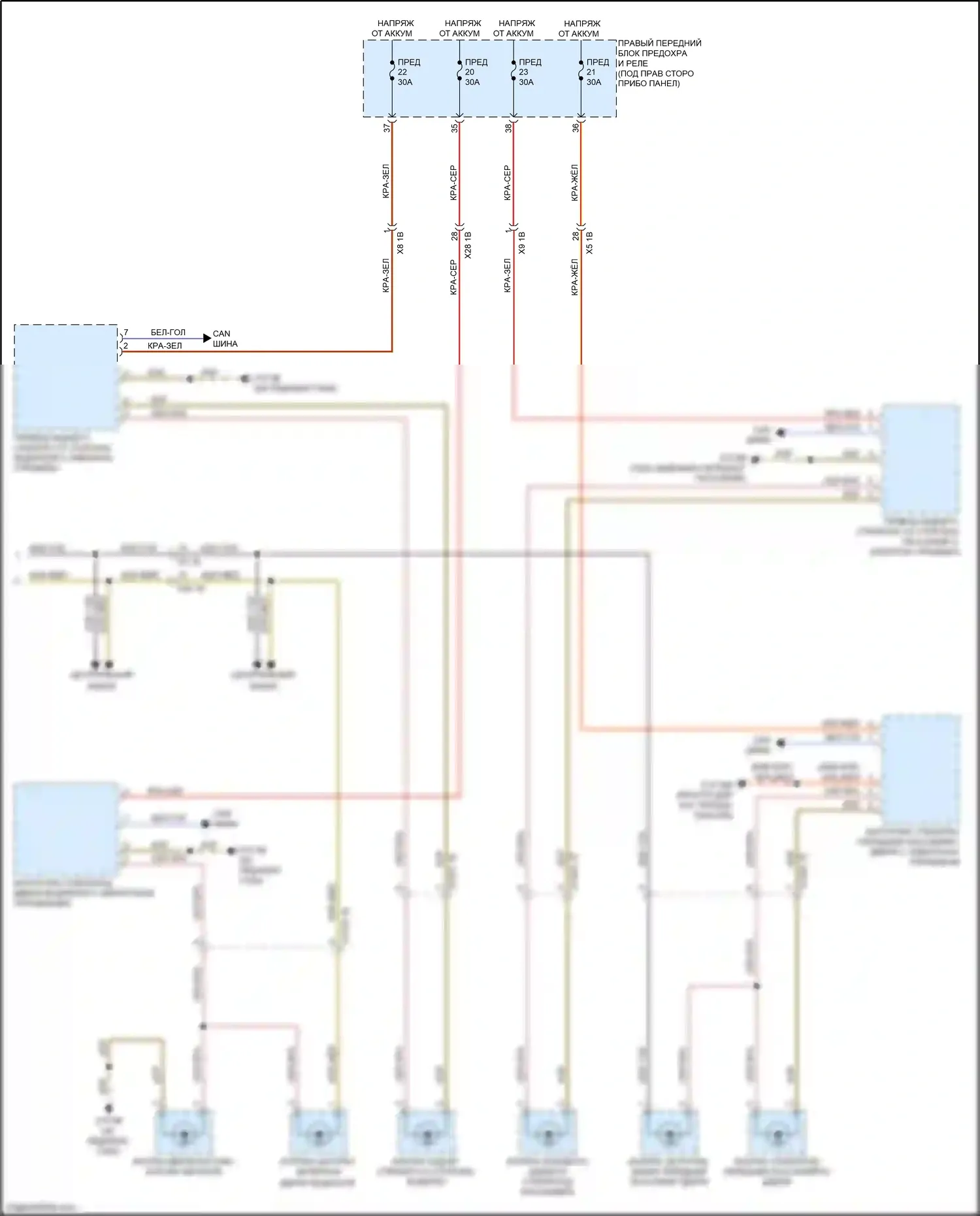 X5 BMW G05 (2018-2023): Электросхема подсветки приборной панели (2 из 2) 