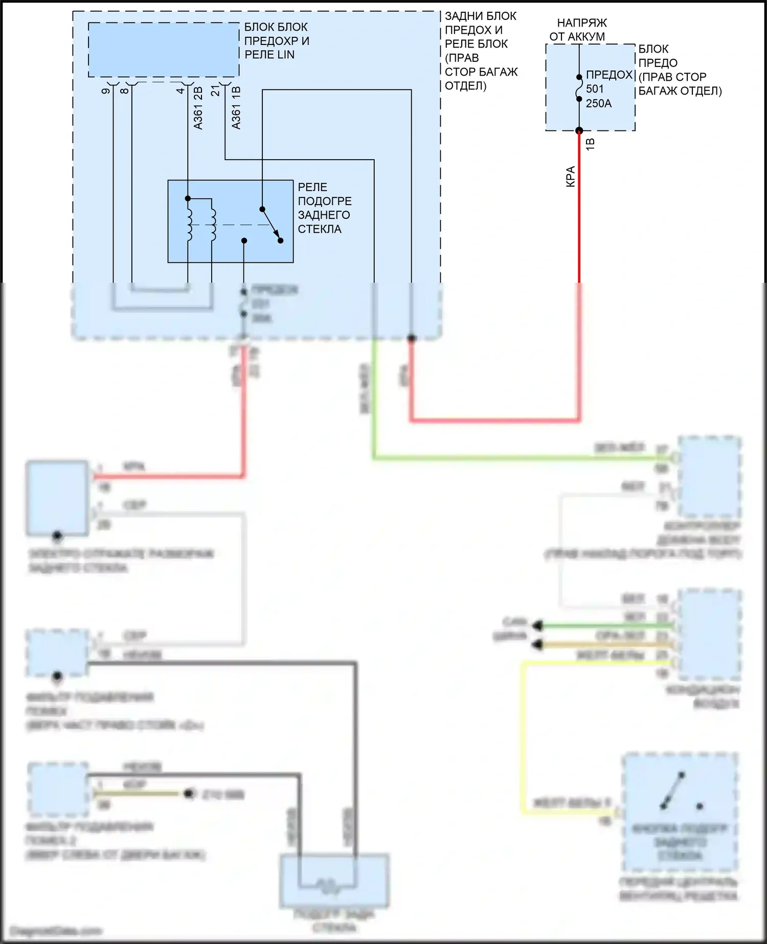 X5 BMW G05 (2018-2023): Электросхема заднего подогрева 