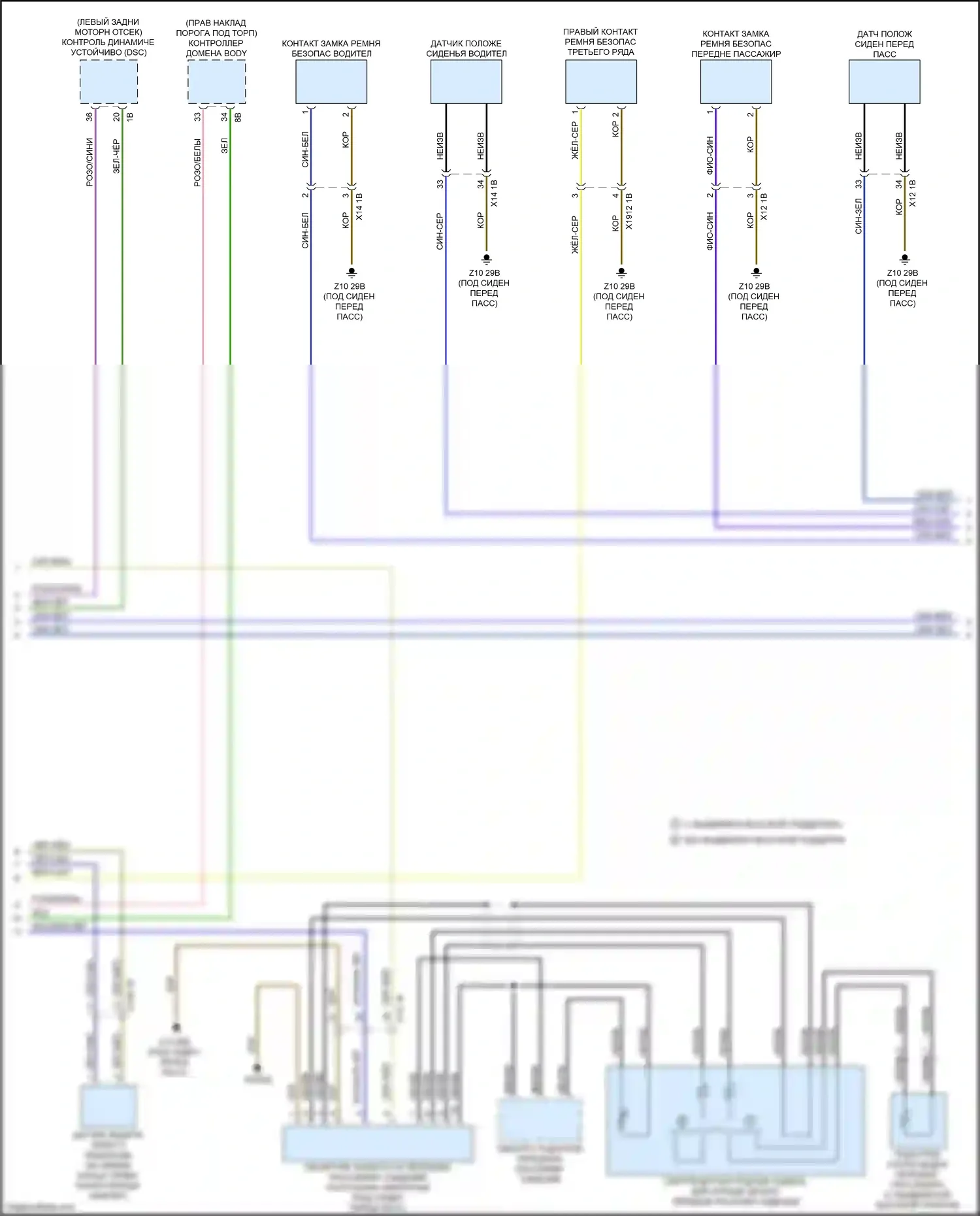 X5 BMW G05 (2018-2023): Электросхема подушек безопасности (2 из 4) 